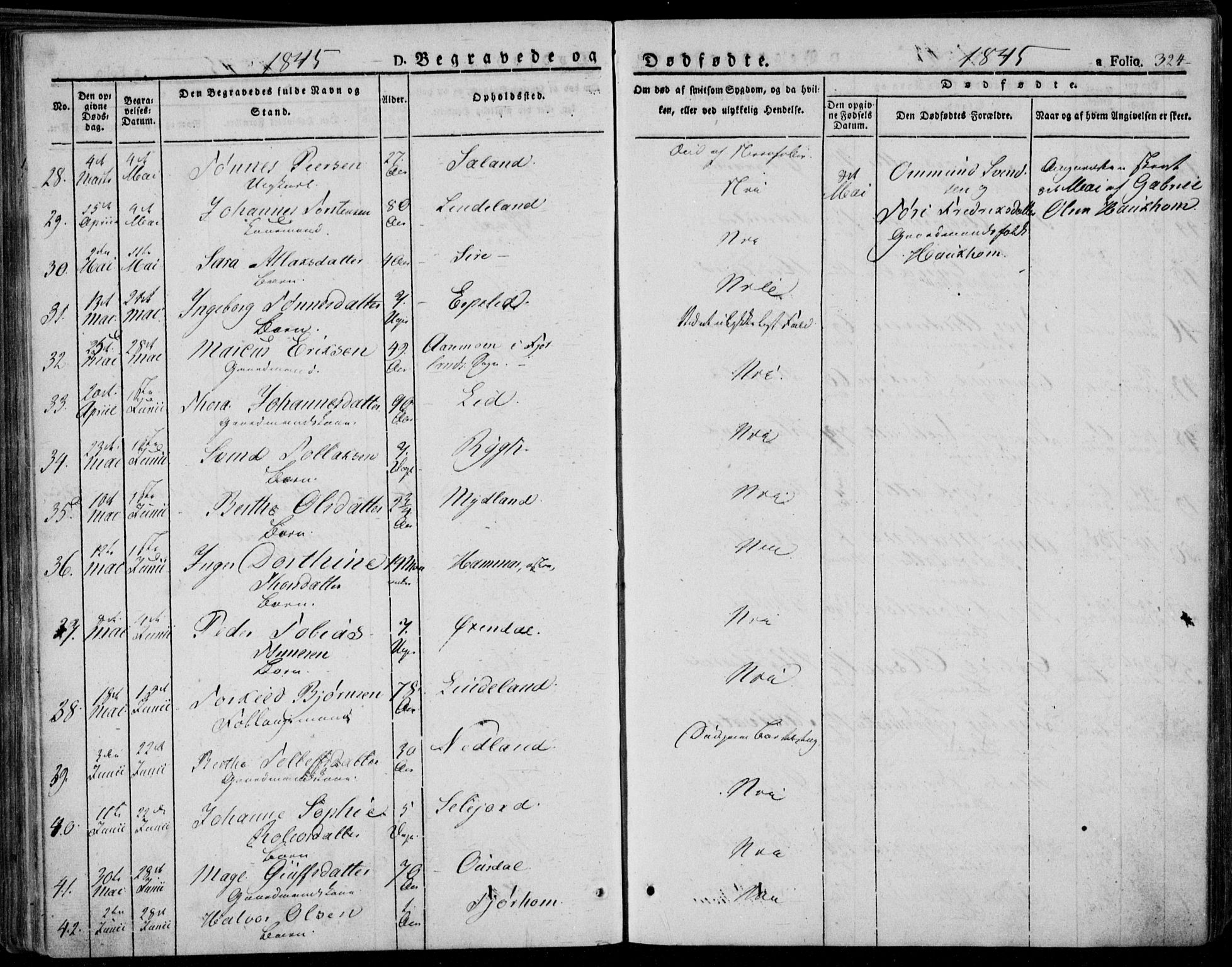 Bakke sokneprestkontor, SAK/1111-0002/F/Fa/Faa/L0004: Parish register (official) no. A 4, 1834-1846, p. 324
