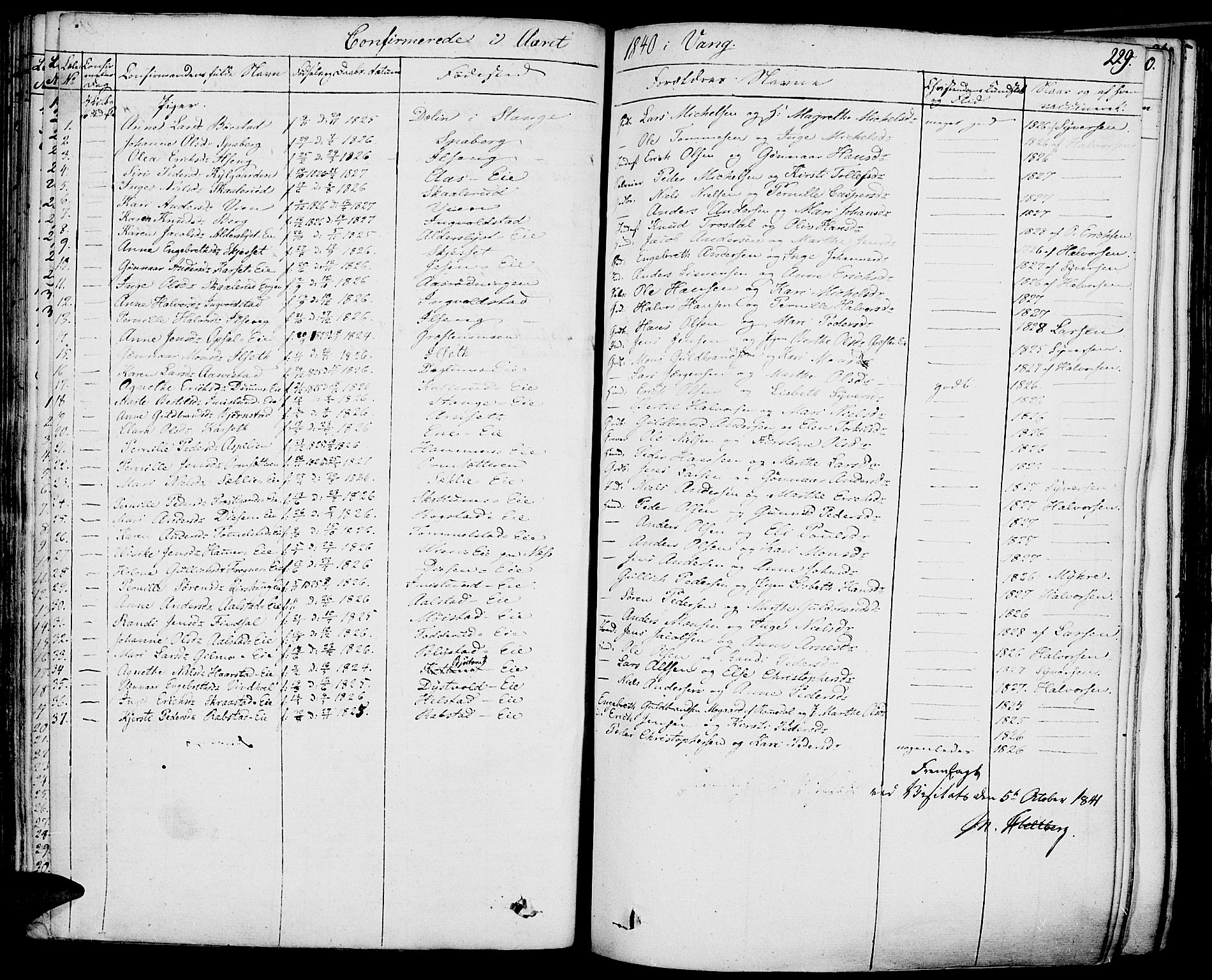Vang prestekontor, Hedmark, SAH/PREST-008/H/Ha/Haa/L0009: Parish register (official) no. 9, 1826-1841, p. 229