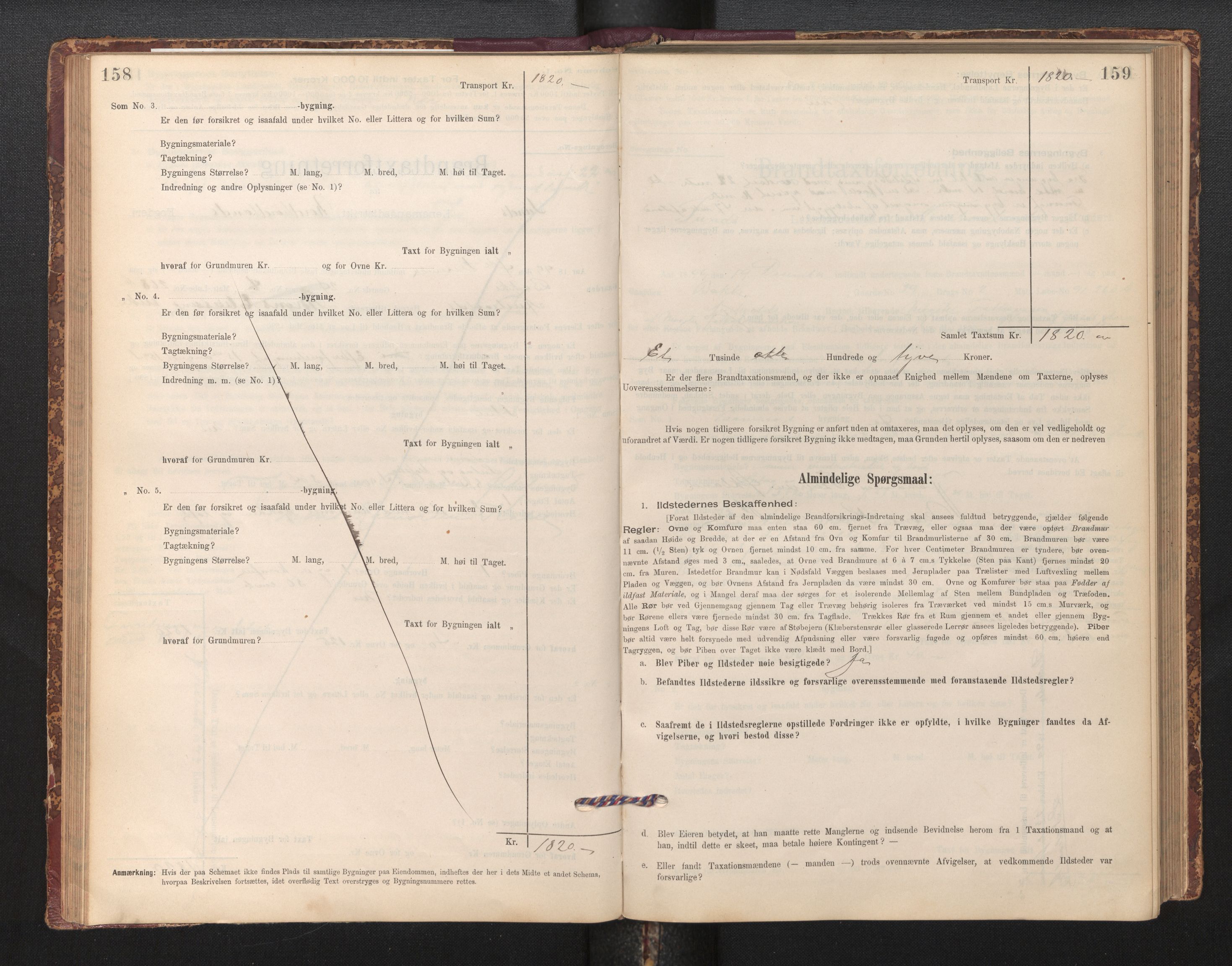 Lensmannen i Sund og Austevoll, AV/SAB-A-35201/0012/L0003: Branntakstprotokoll, skjematakst, 1894-1917, p. 158-159