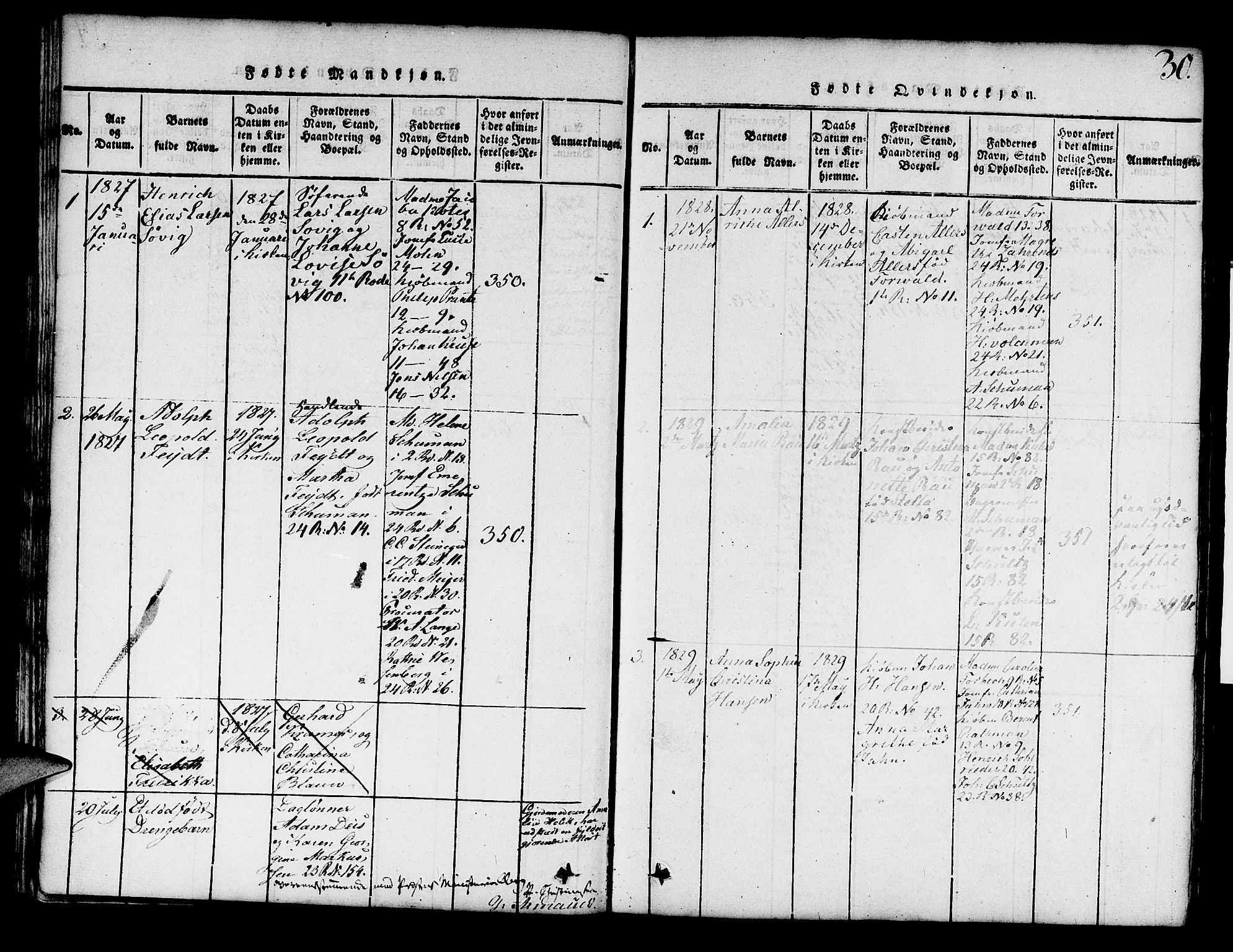 Mariakirken Sokneprestembete, SAB/A-76901/H/Hab/L0001: Parish register (copy) no. A 1, 1815-1846, p. 30