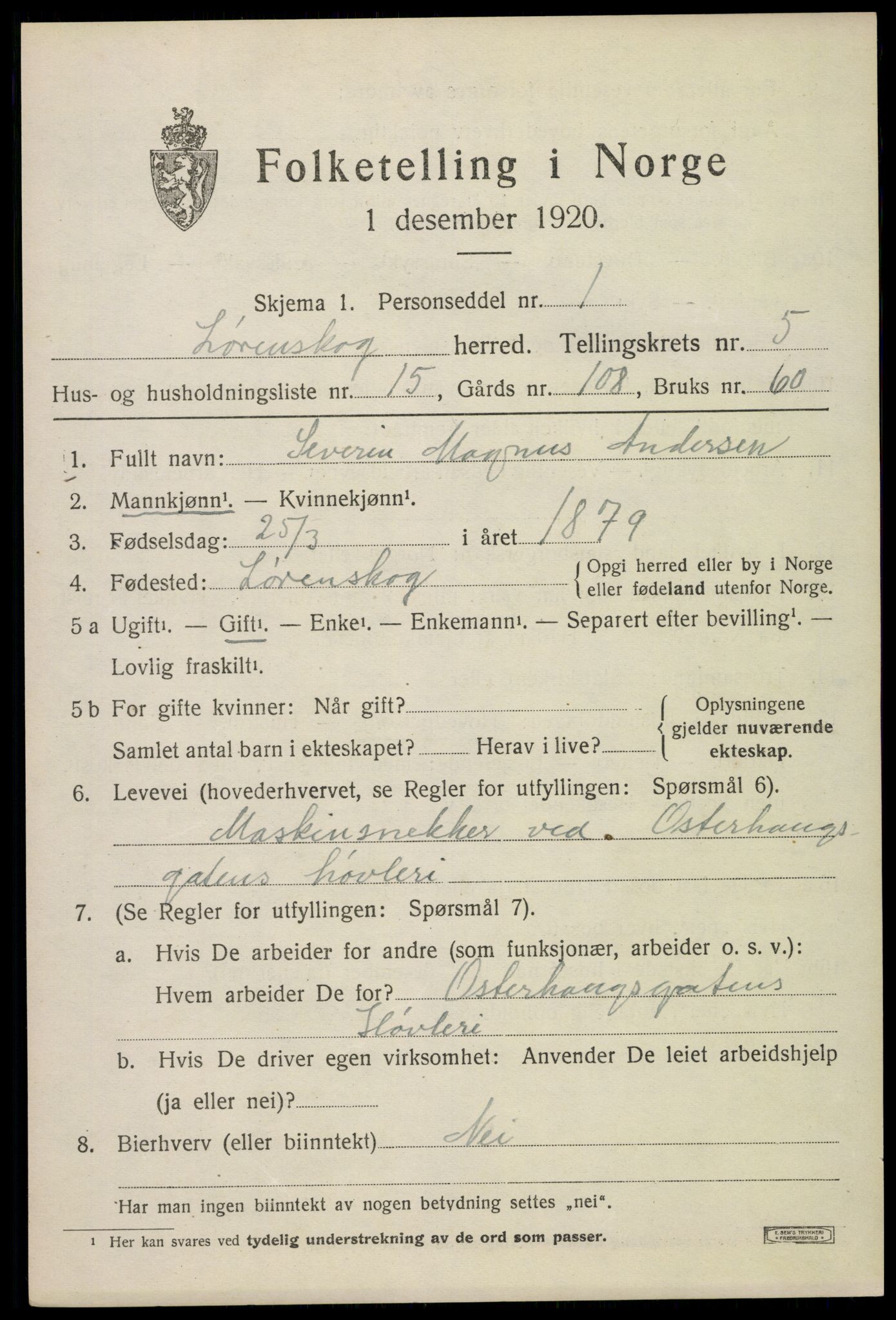 SAO, 1920 census for Lørenskog, 1920, p. 4459