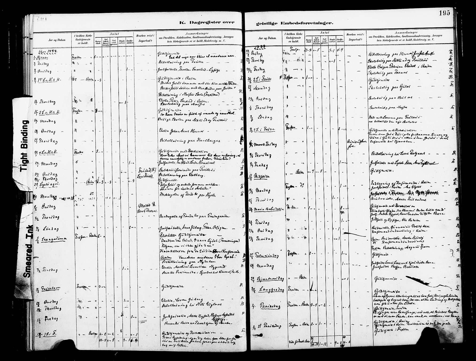 Ministerialprotokoller, klokkerbøker og fødselsregistre - Nord-Trøndelag, SAT/A-1458/713/L0121: Parish register (official) no. 713A10, 1888-1898, p. 195