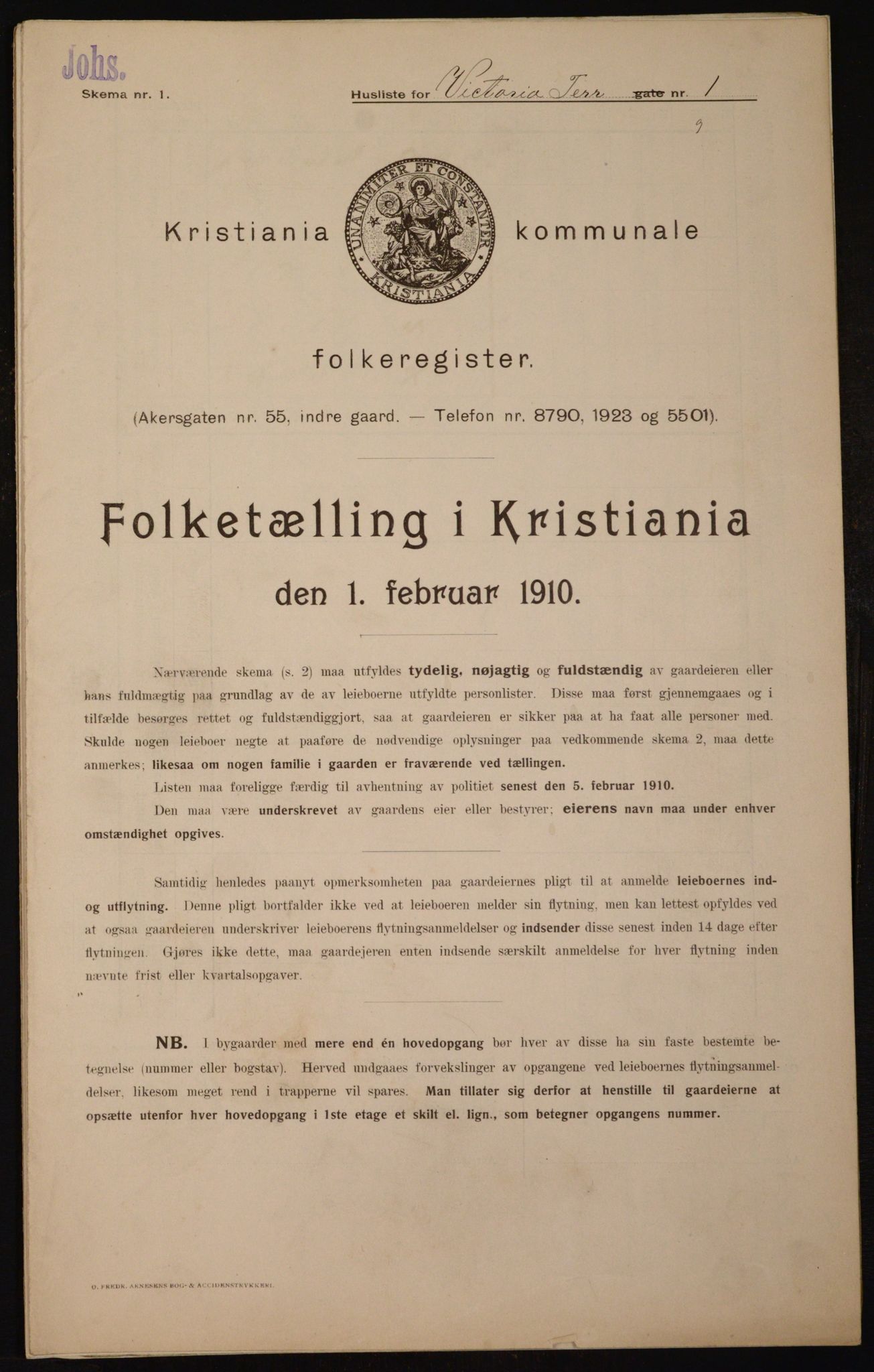 OBA, Municipal Census 1910 for Kristiania, 1910, p. 117087