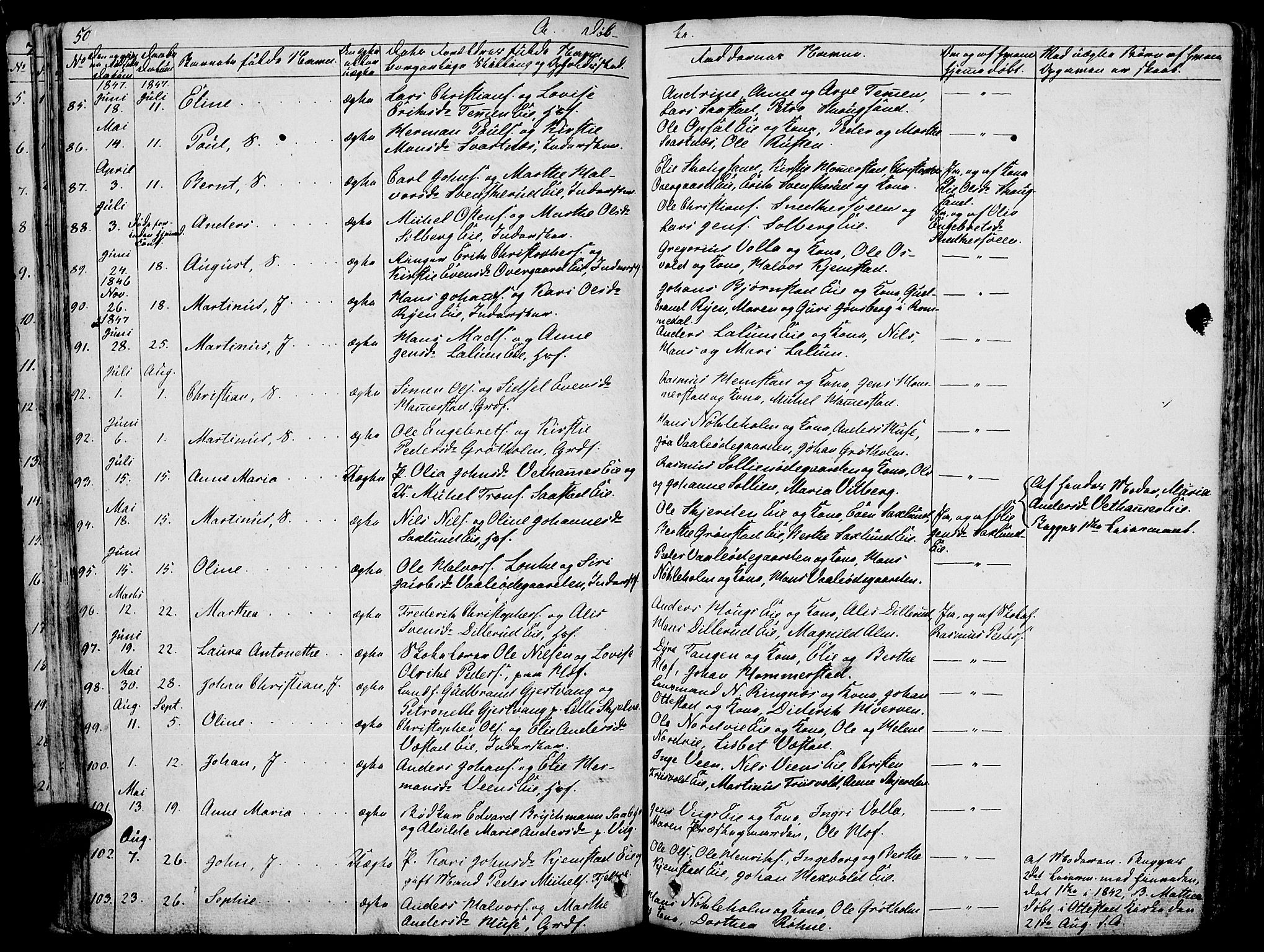 Stange prestekontor, AV/SAH-PREST-002/L/L0003: Parish register (copy) no. 3, 1840-1864, p. 50