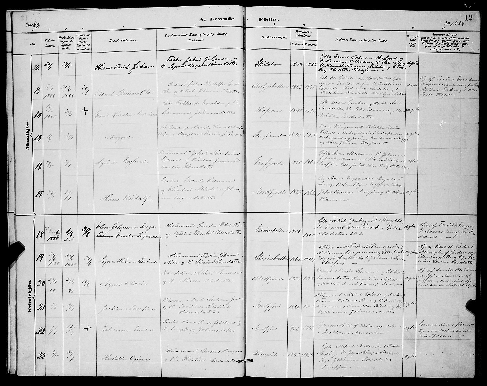 Berg sokneprestkontor, SATØ/S-1318/G/Ga/Gab/L0004klokker: Parish register (copy) no. 4, 1887-1897, p. 12