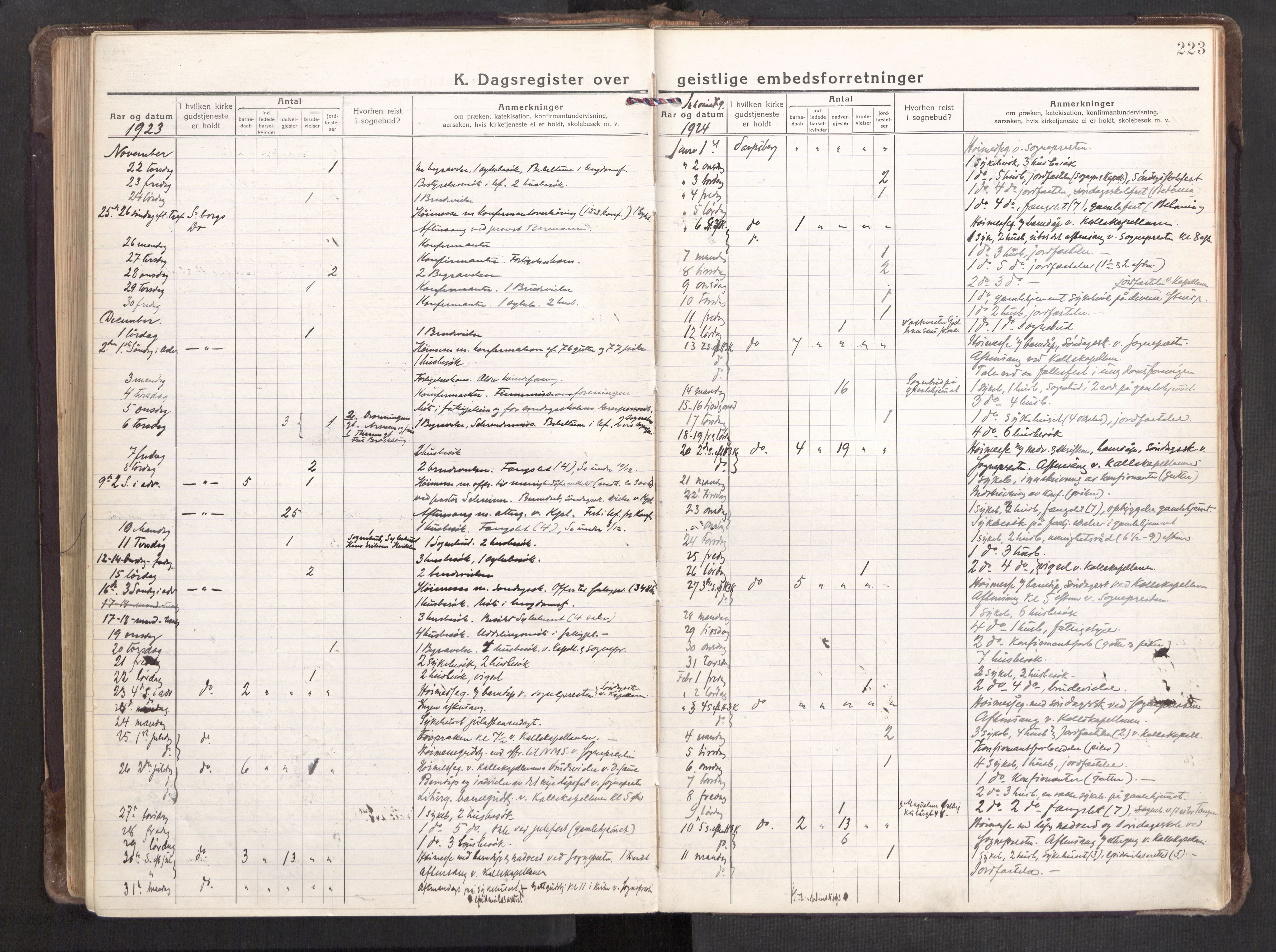Sarpsborg prestekontor Kirkebøker, AV/SAO-A-2006/F/Fa/L0009: Parish register (official) no. 9, 1919-1931, p. 223