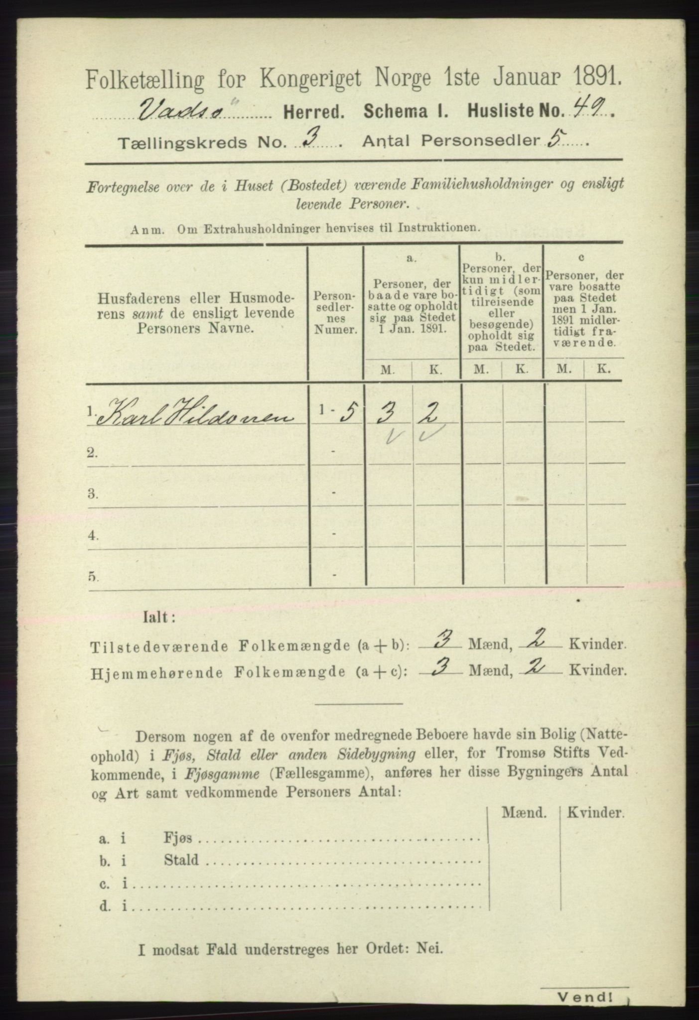 RA, 1891 census for 2029 Vadsø, 1891, p. 818