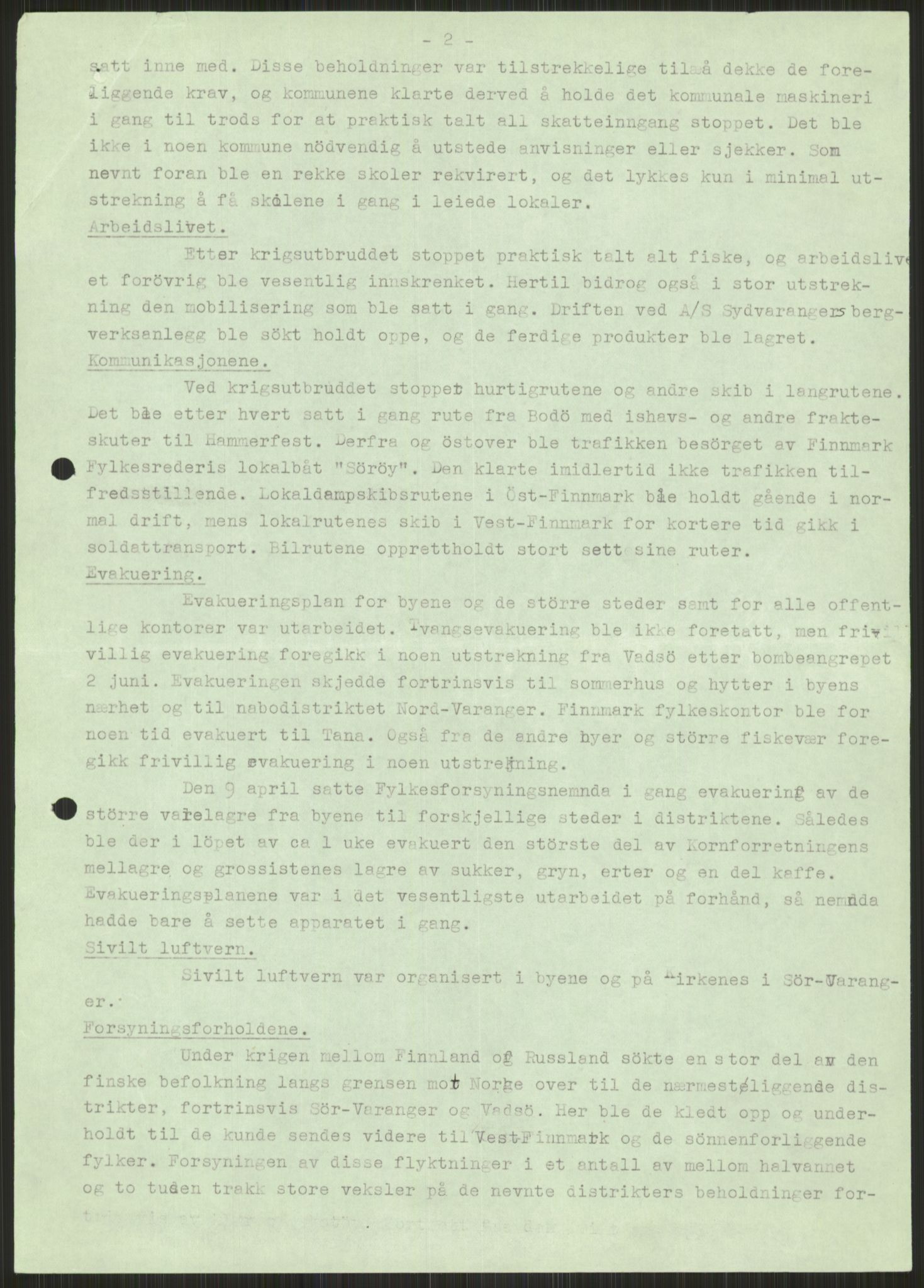 Forsvaret, Forsvarets krigshistoriske avdeling, AV/RA-RAFA-2017/Y/Ya/L0017: II-C-11-31 - Fylkesmenn.  Rapporter om krigsbegivenhetene 1940., 1940, p. 696