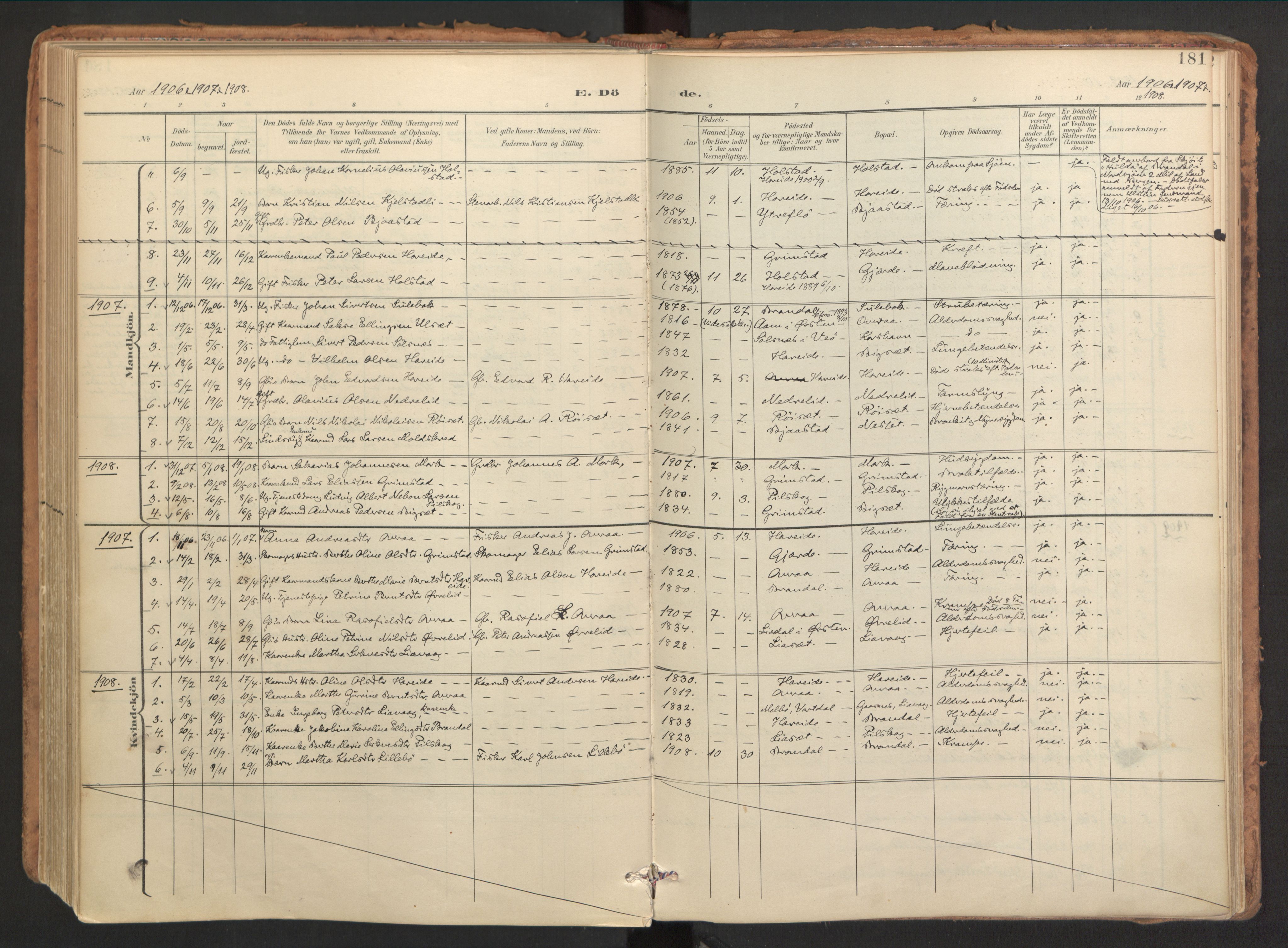 Ministerialprotokoller, klokkerbøker og fødselsregistre - Møre og Romsdal, SAT/A-1454/510/L0123: Parish register (official) no. 510A03, 1898-1922, p. 181