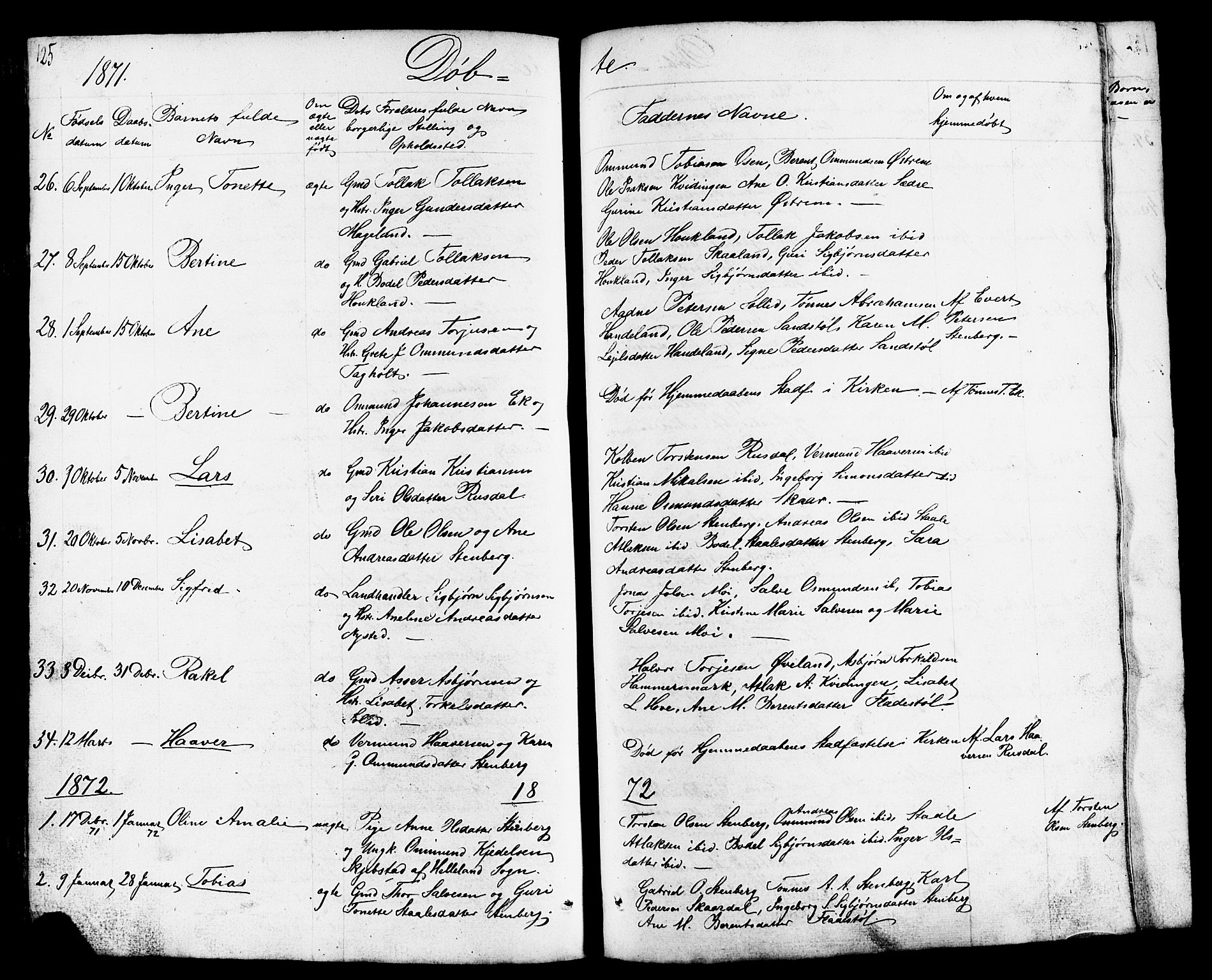 Lund sokneprestkontor, SAST/A-101809/S07/L0003: Parish register (copy) no. B 3, 1848-1885, p. 125