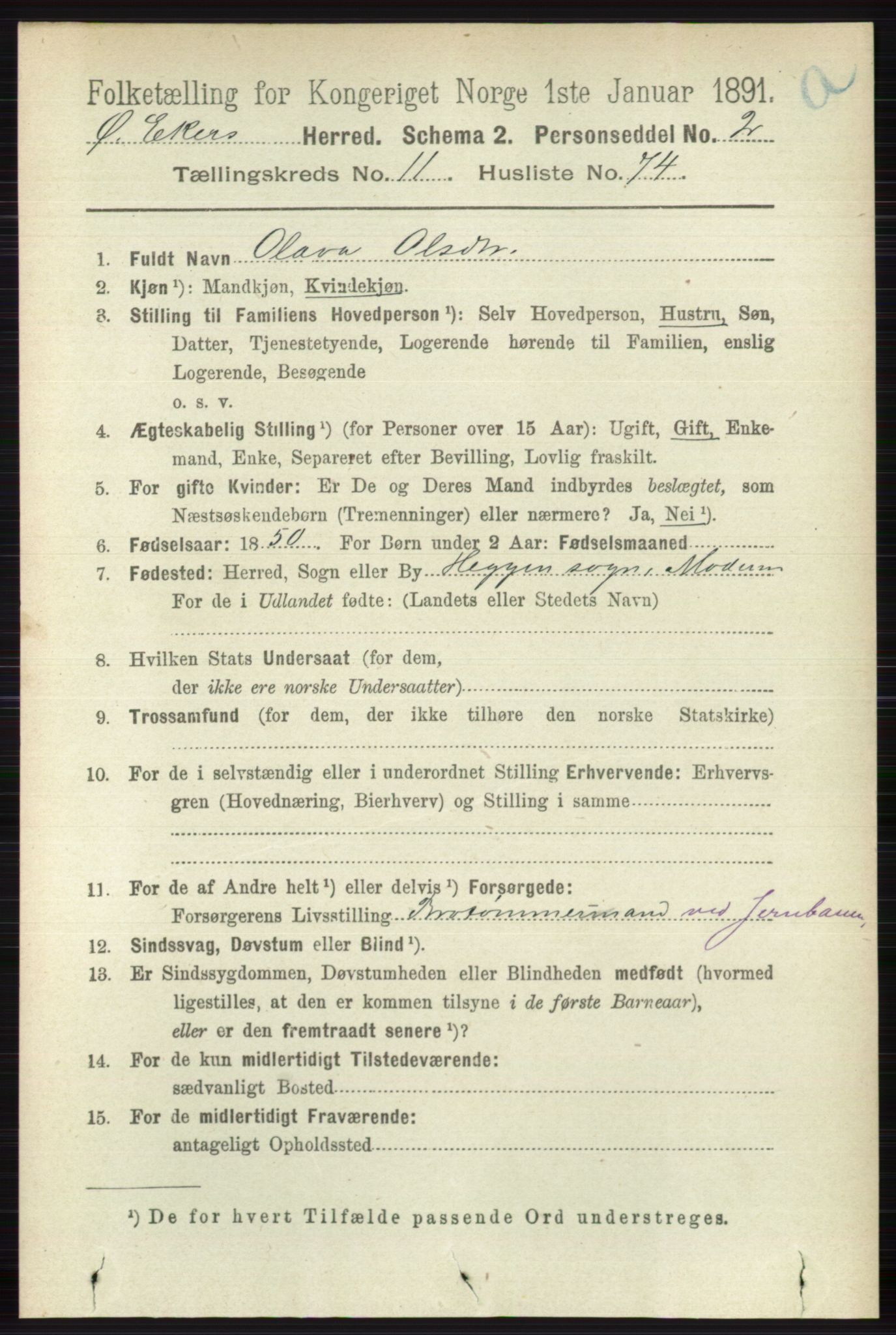 RA, 1891 census for 0624 Øvre Eiker, 1891, p. 5032