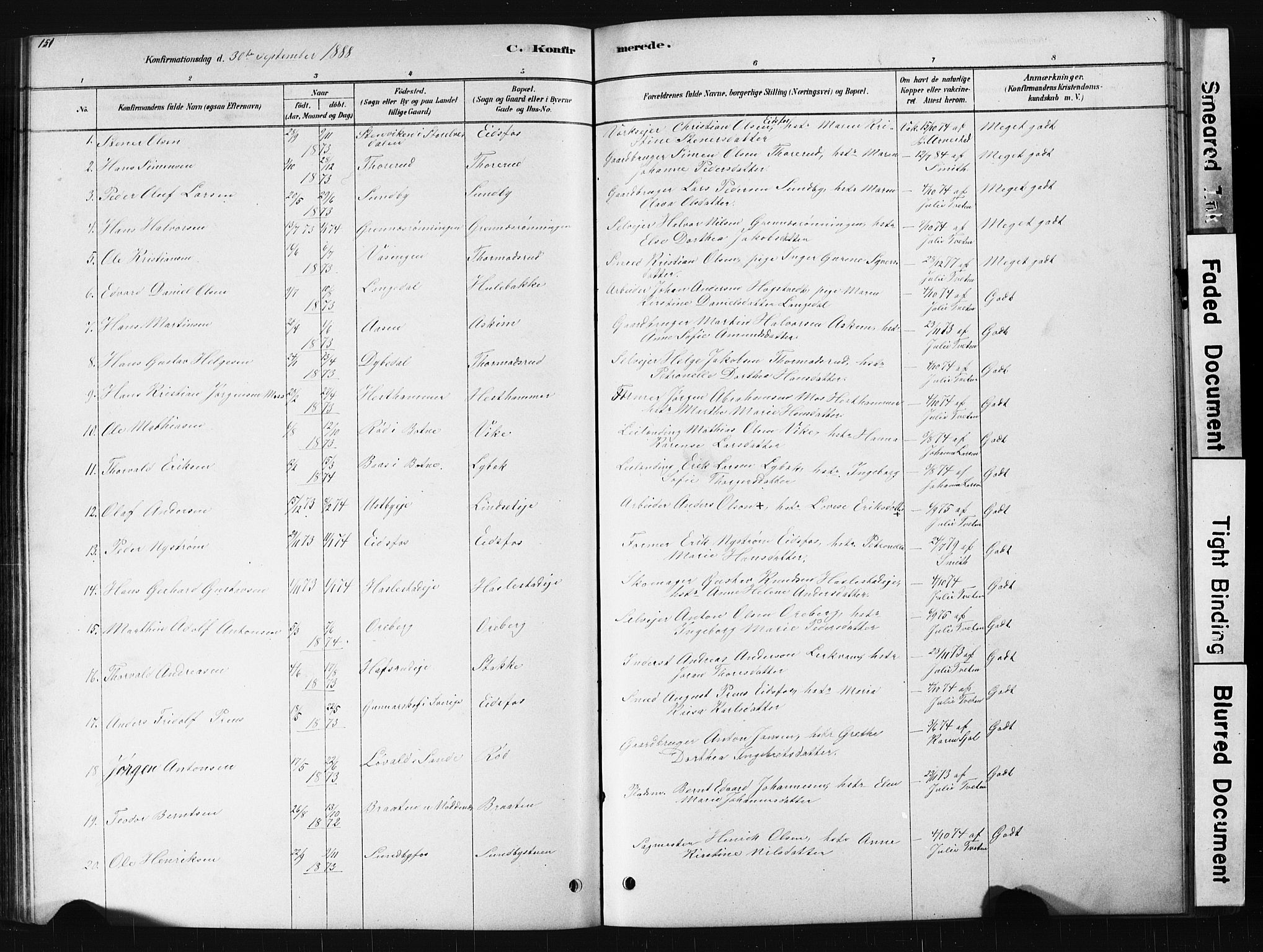 Hof kirkebøker, SAKO/A-64/G/Ga/L0004: Parish register (copy) no. I 4, 1878-1930, p. 151