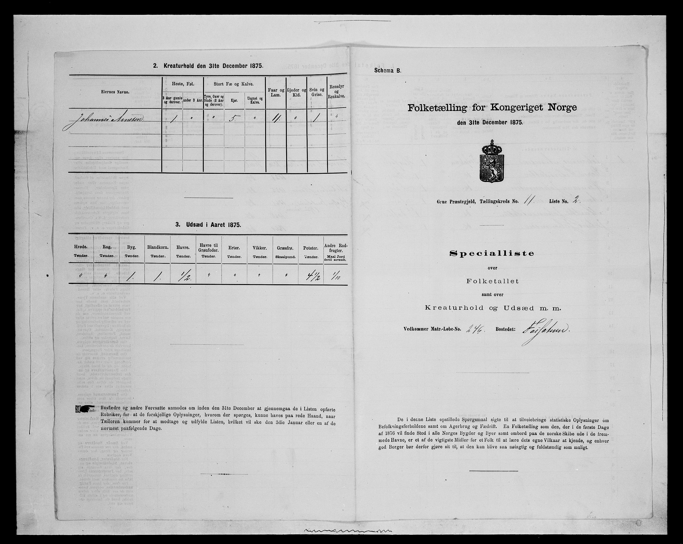 SAH, 1875 census for 0423P Grue, 1875, p. 1940