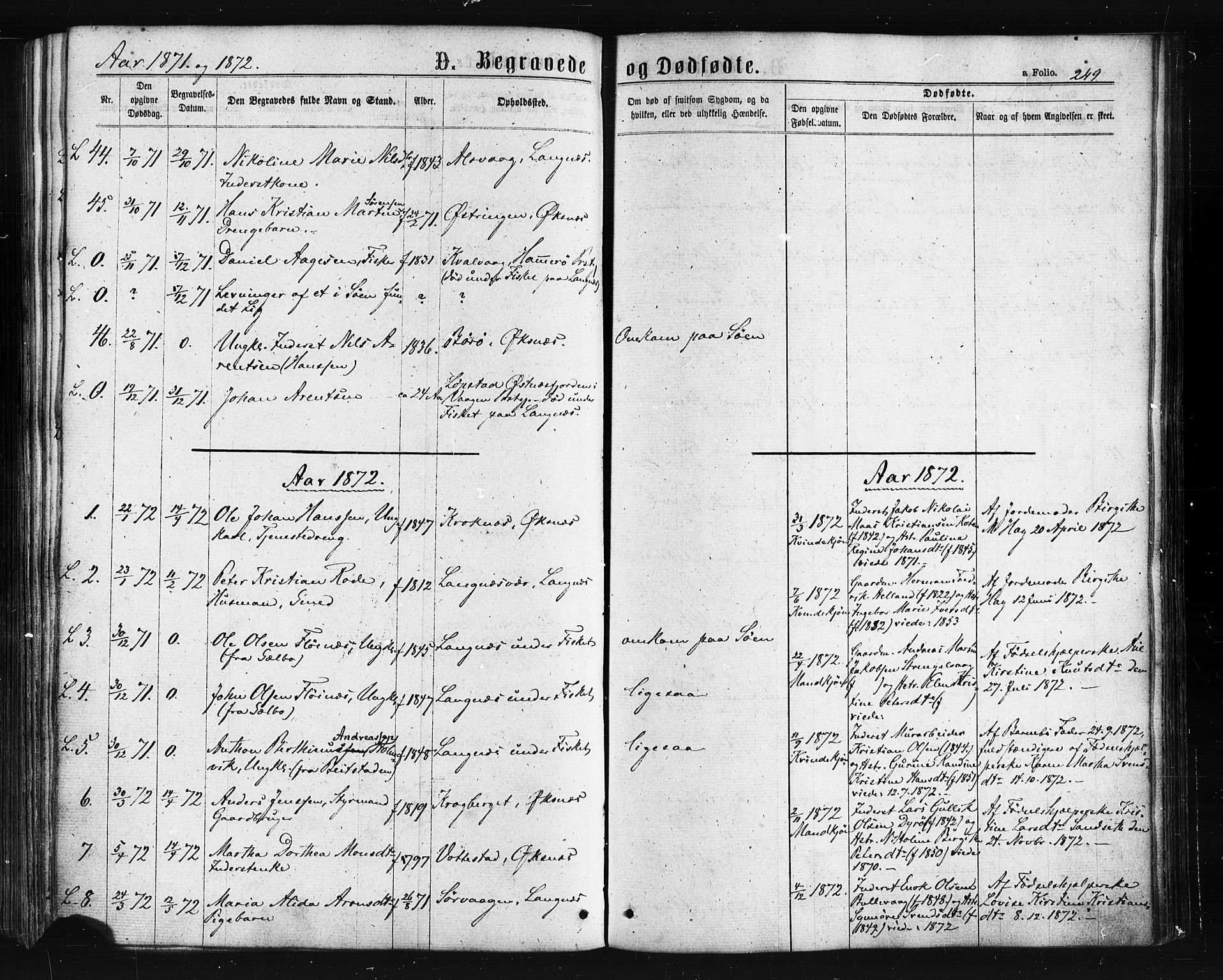 Ministerialprotokoller, klokkerbøker og fødselsregistre - Nordland, AV/SAT-A-1459/893/L1334: Parish register (official) no. 893A07, 1867-1877, p. 249