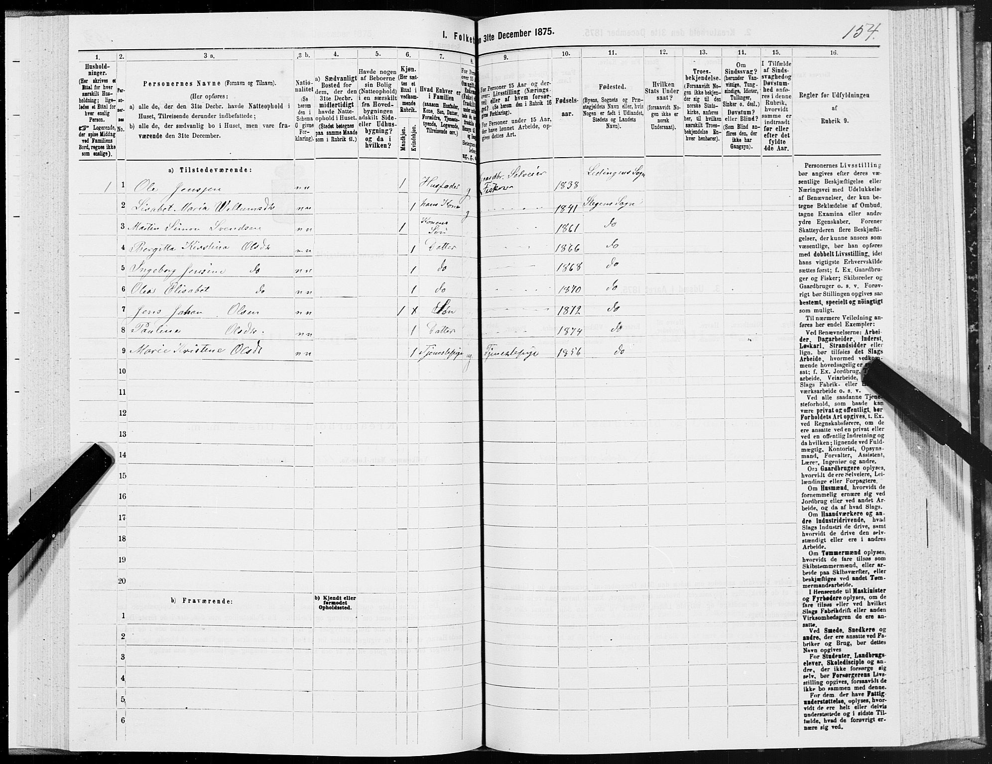 SAT, 1875 census for 1848P Steigen, 1875, p. 3154