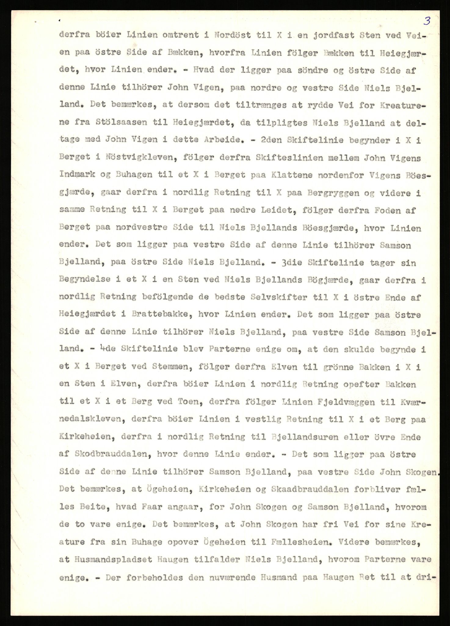 Statsarkivet i Stavanger, AV/SAST-A-101971/03/Y/Yj/L0008: Avskrifter sortert etter gårdsnavn: Birkeland indre - Bjerge, 1750-1930, p. 443