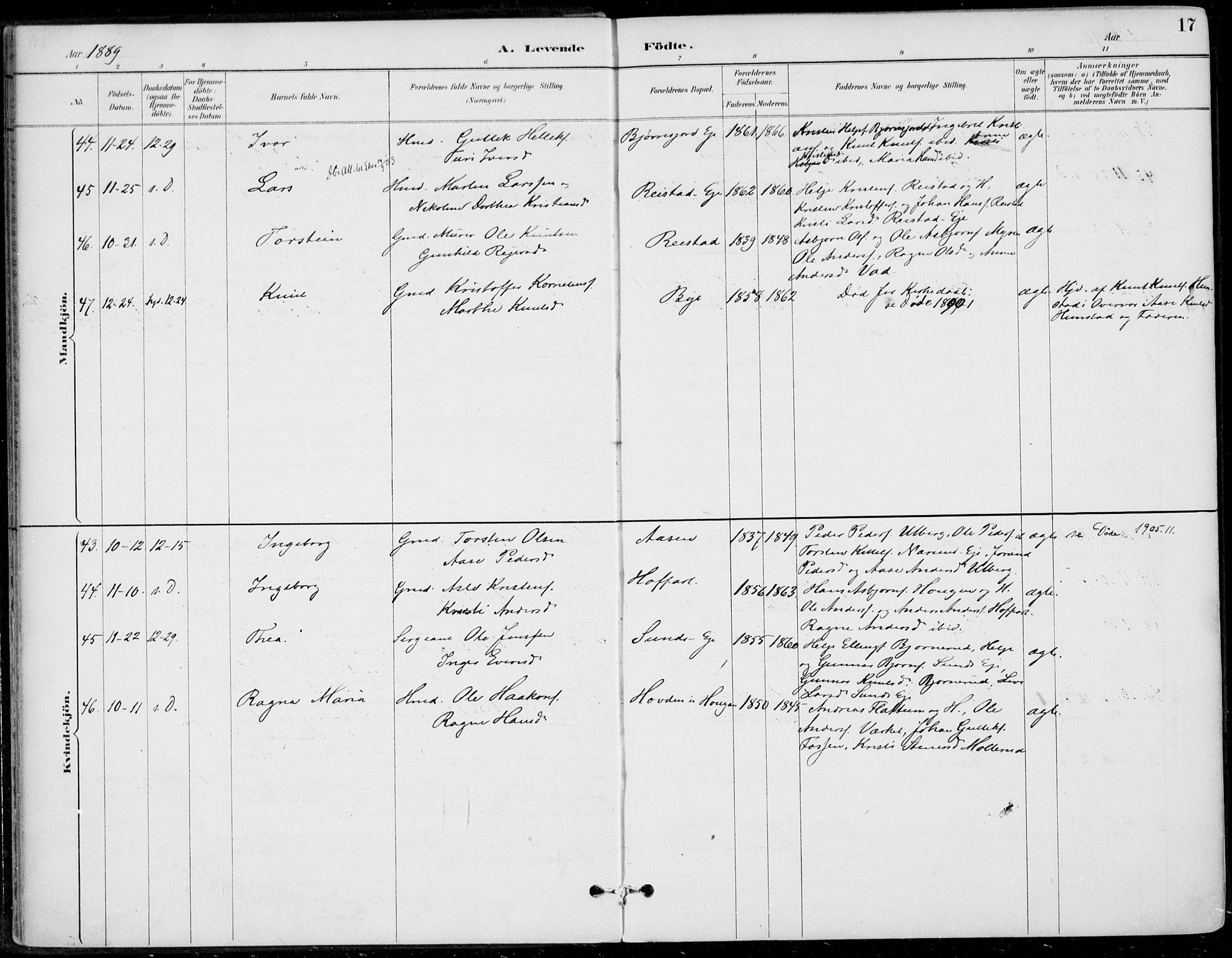 Sigdal kirkebøker, AV/SAKO-A-245/F/Fb/L0001: Parish register (official) no. II 1, 1888-1900, p. 17