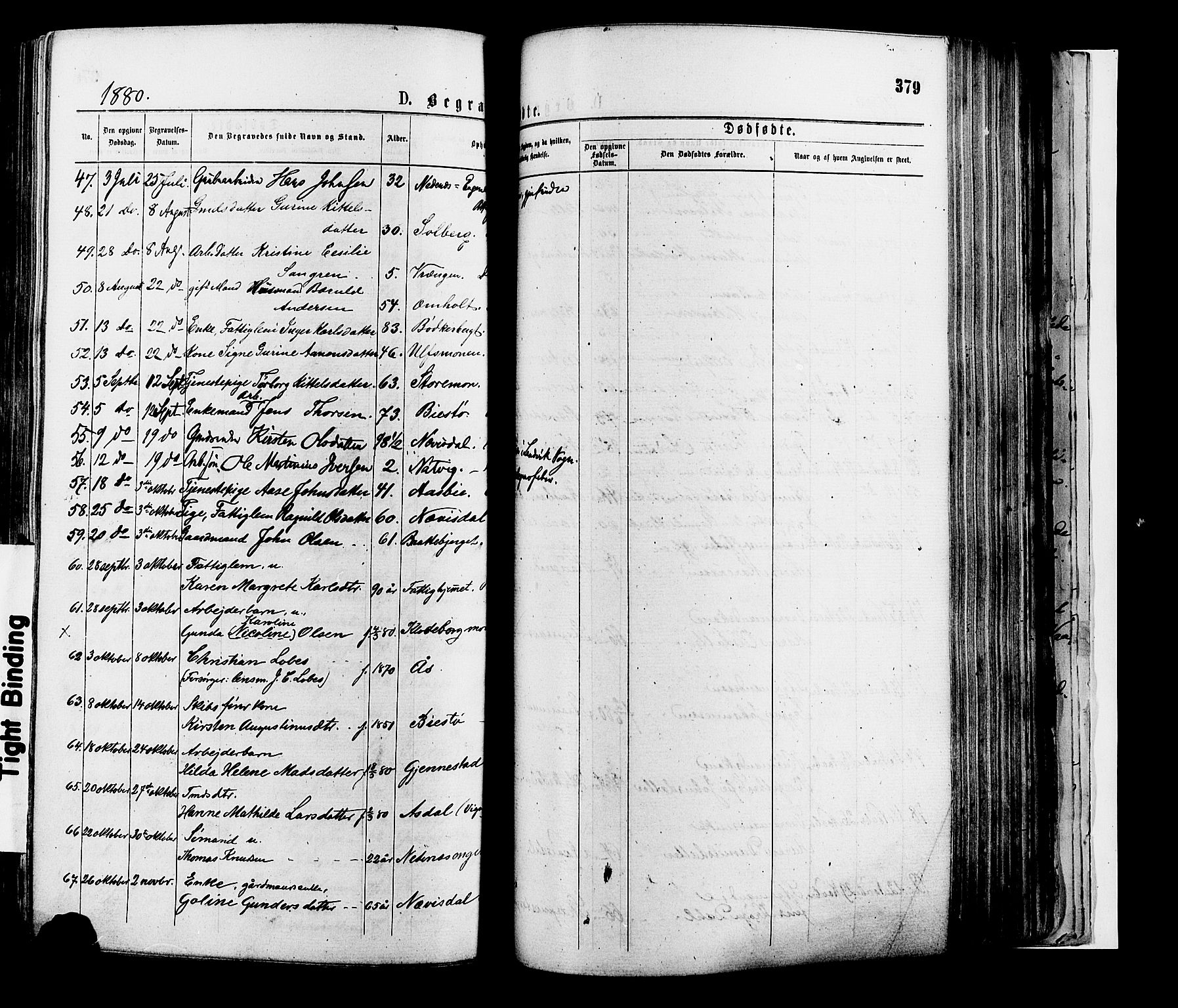 Øyestad sokneprestkontor, AV/SAK-1111-0049/F/Fa/L0016: Parish register (official) no. A 16, 1874-1886, p. 379