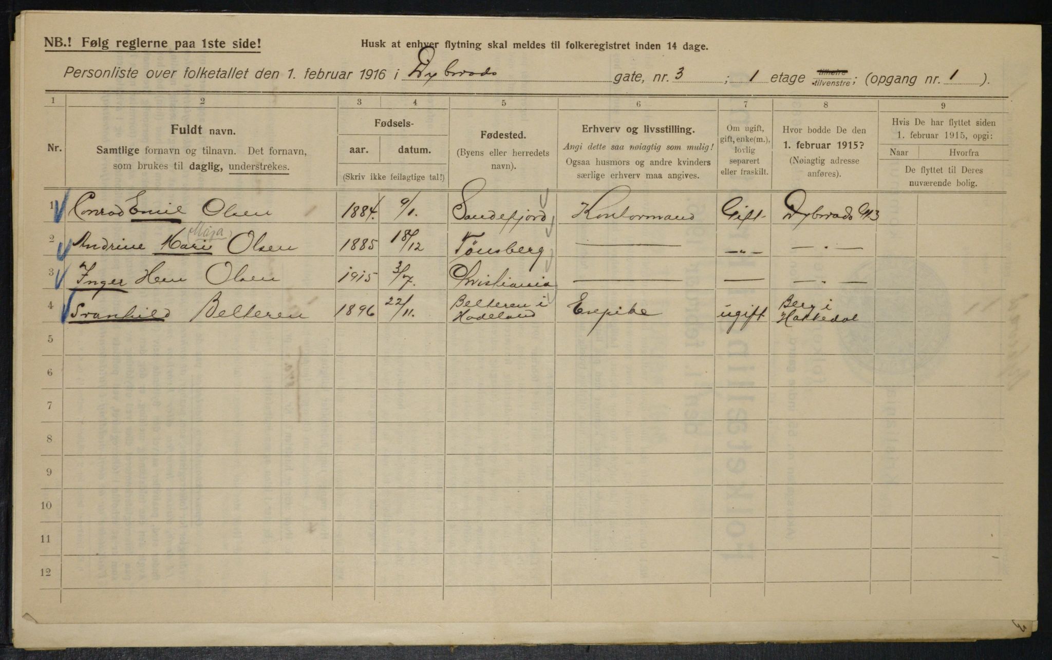 OBA, Municipal Census 1916 for Kristiania, 1916, p. 17573