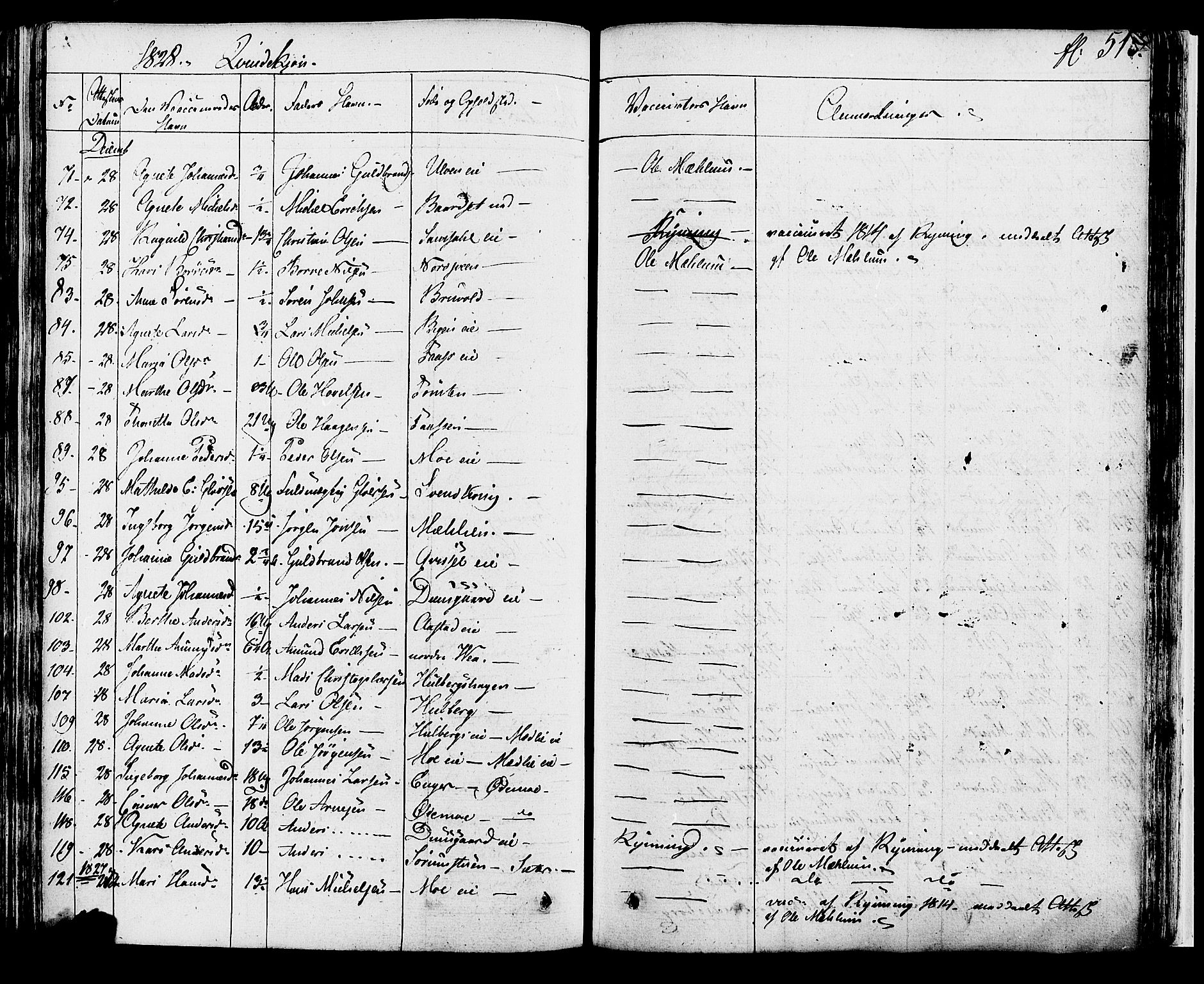 Ringsaker prestekontor, AV/SAH-PREST-014/K/Ka/L0007: Parish register (official) no. 7B, 1826-1837, p. 515