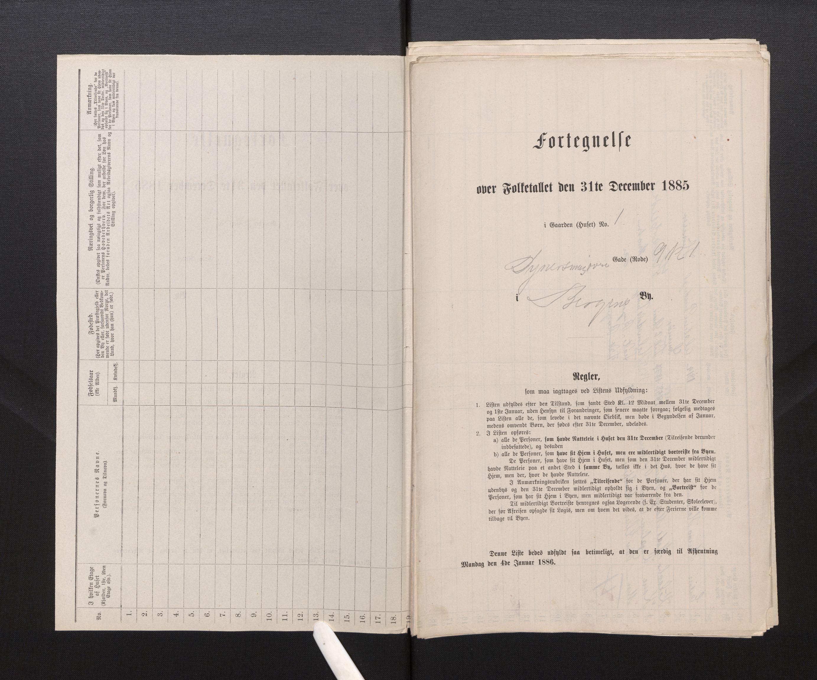 SAB, 1885 census for 1301 Bergen, 1885, p. 965