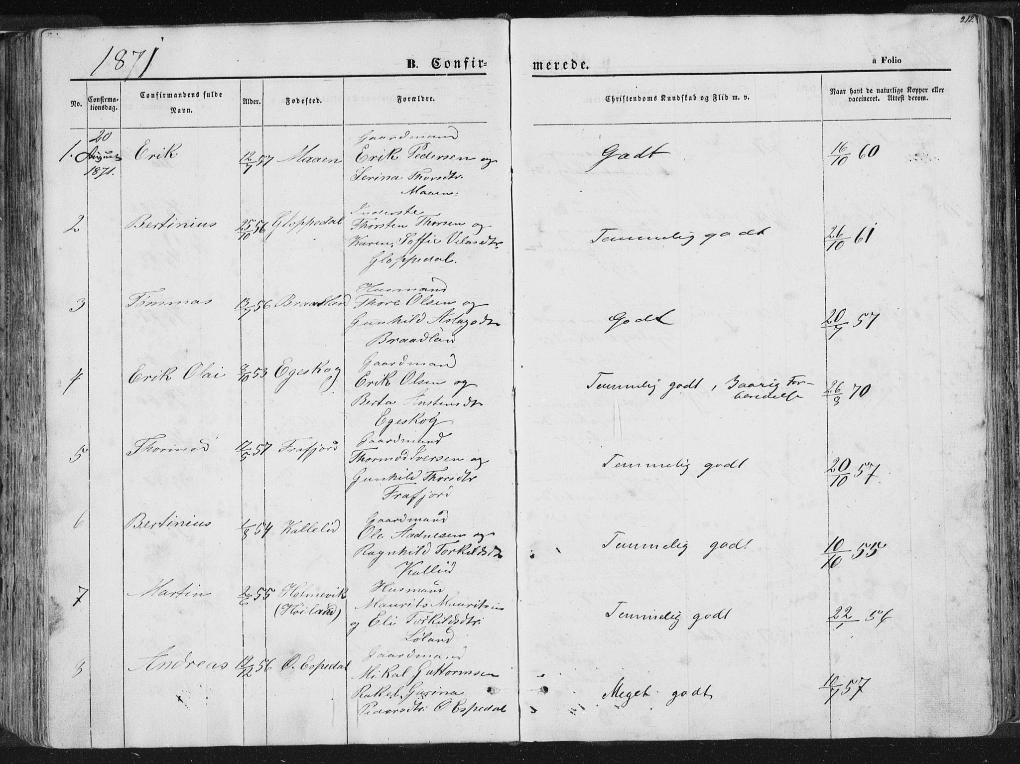 Høgsfjord sokneprestkontor, SAST/A-101624/H/Ha/Haa/L0001: Parish register (official) no. A 1, 1854-1875, p. 212