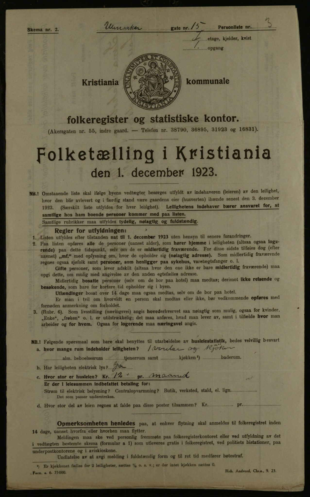 OBA, Municipal Census 1923 for Kristiania, 1923, p. 131320