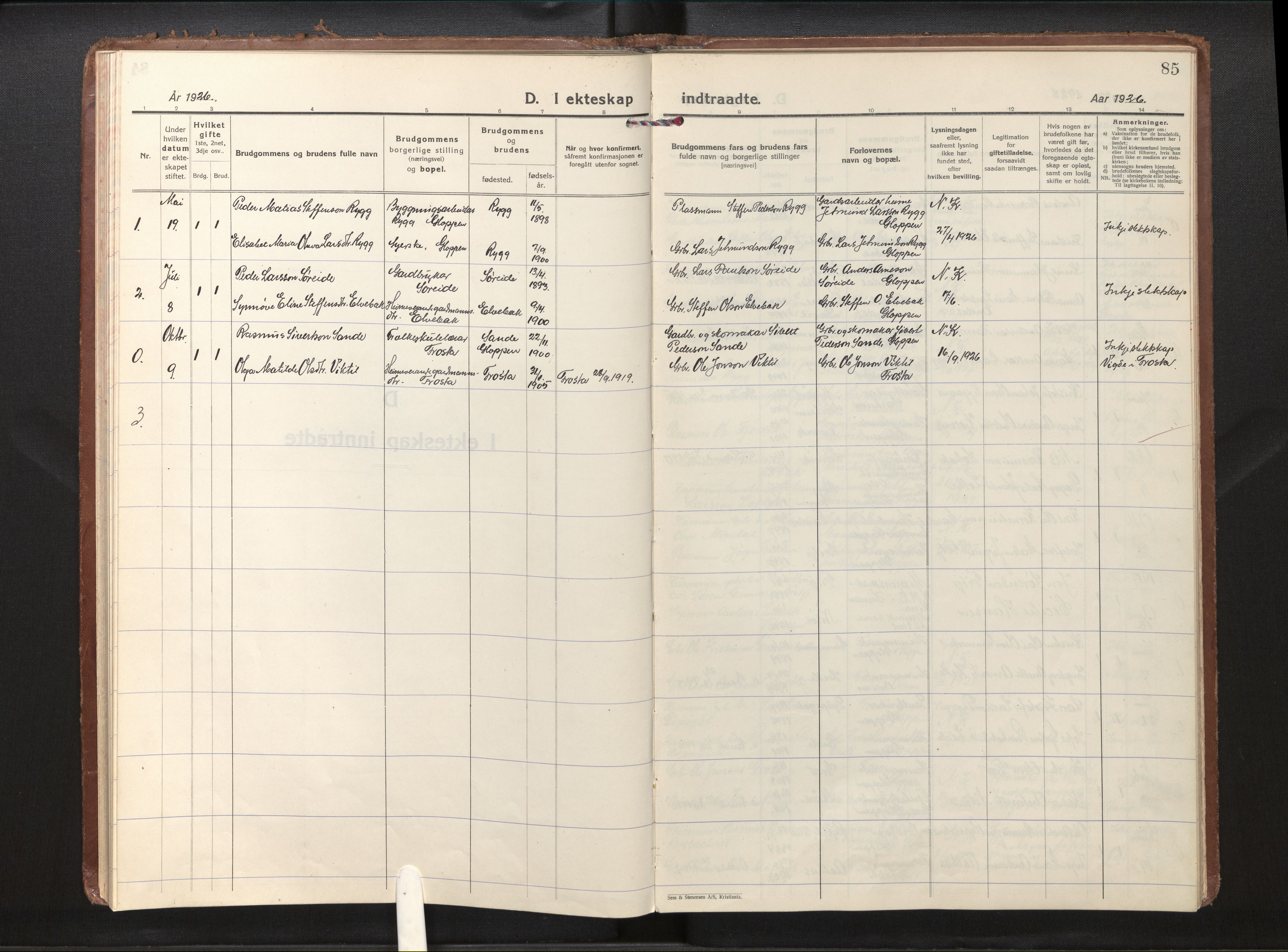 Gloppen sokneprestembete, AV/SAB-A-80101/H/Haa/Haad/L0003: Parish register (official) no. D 3, 1926-1950, p. 84b-85a