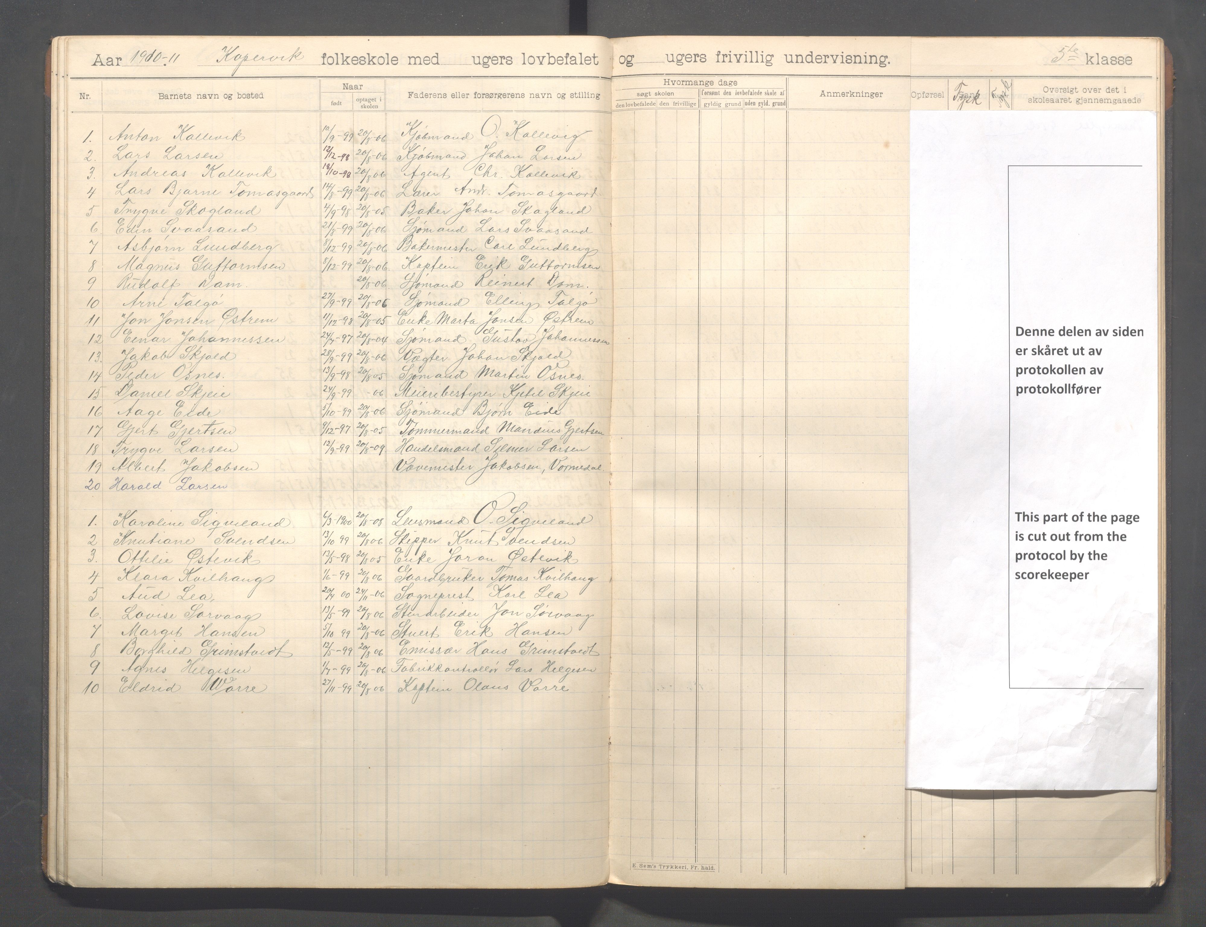 Kopervik Kommune - Kopervik skole, IKAR/K-102472/H/L0012: Skoleprotokoll 5.klasse, 1904-1915, p. 25