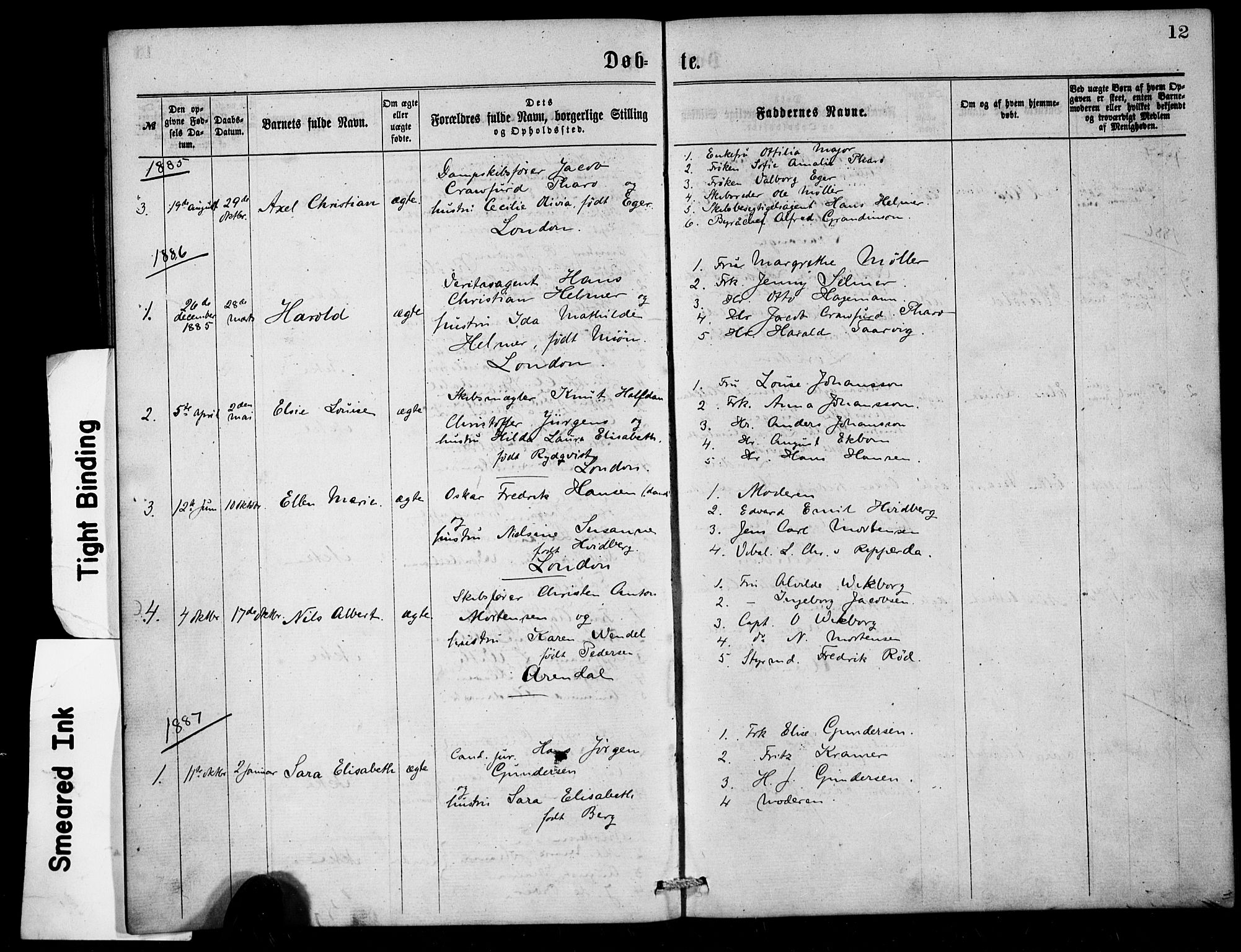  Den norske sjømannsmisjon i utlandet/London m/bistasjoner, SAB/SAB/PA-0103/H/Ha/L0001: Parish register (official) no. A 1, 1868-1887, p. 12