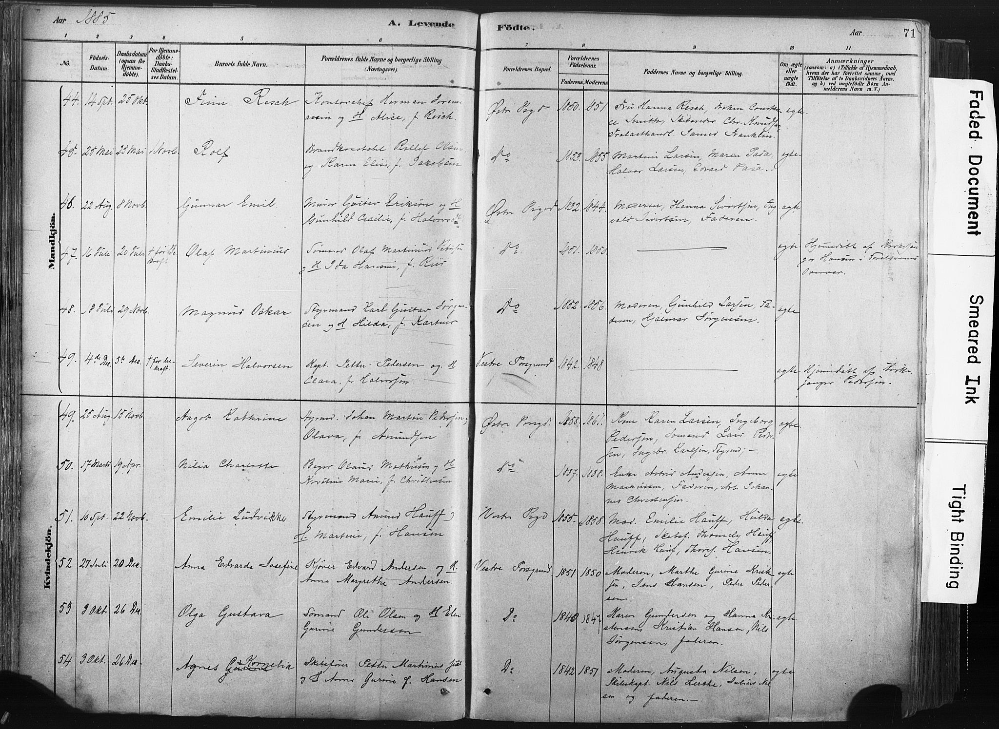 Porsgrunn kirkebøker , AV/SAKO-A-104/F/Fa/L0008: Parish register (official) no. 8, 1878-1895, p. 71