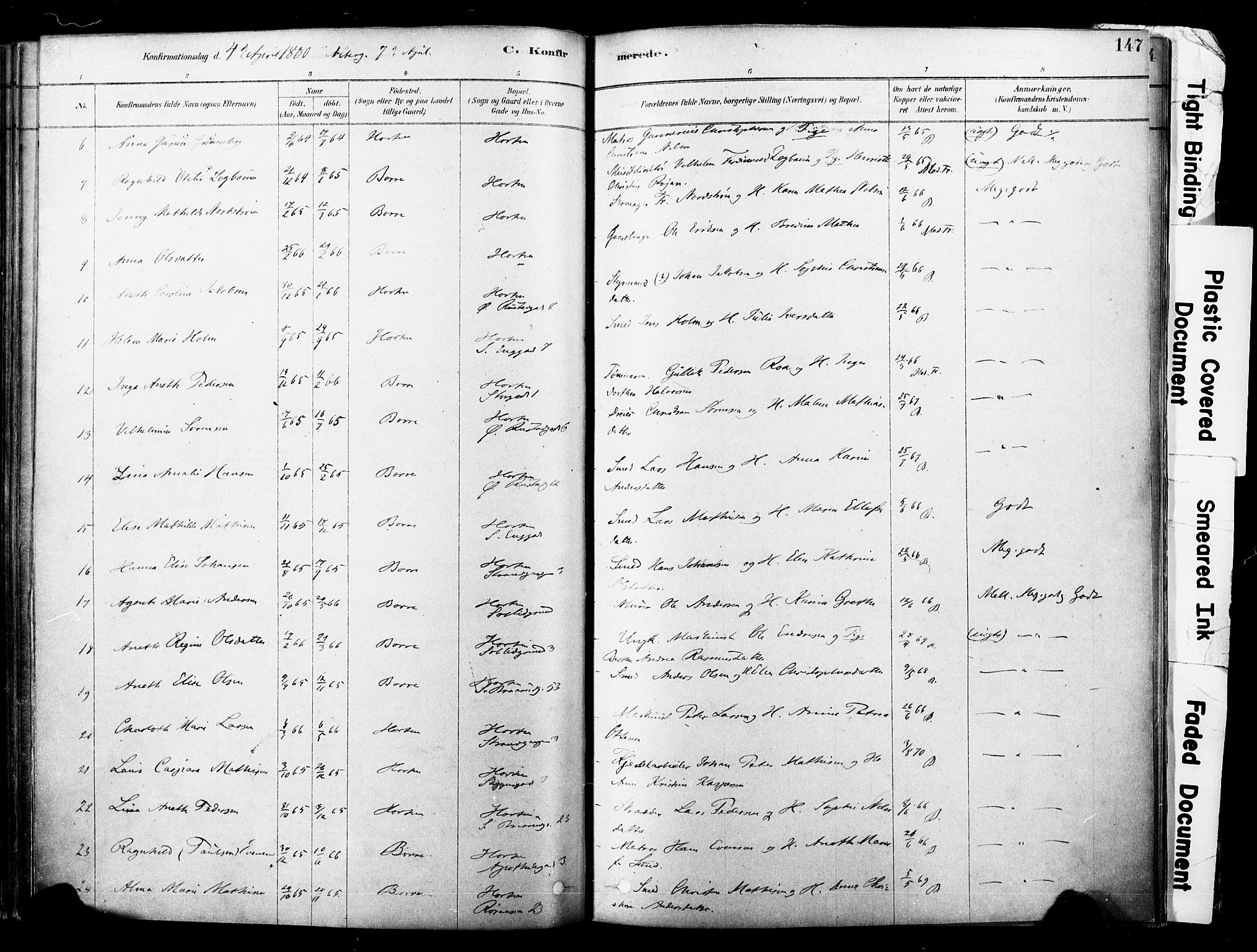 Horten kirkebøker, AV/SAKO-A-348/F/Fa/L0003: Parish register (official) no. 3, 1878-1887, p. 147