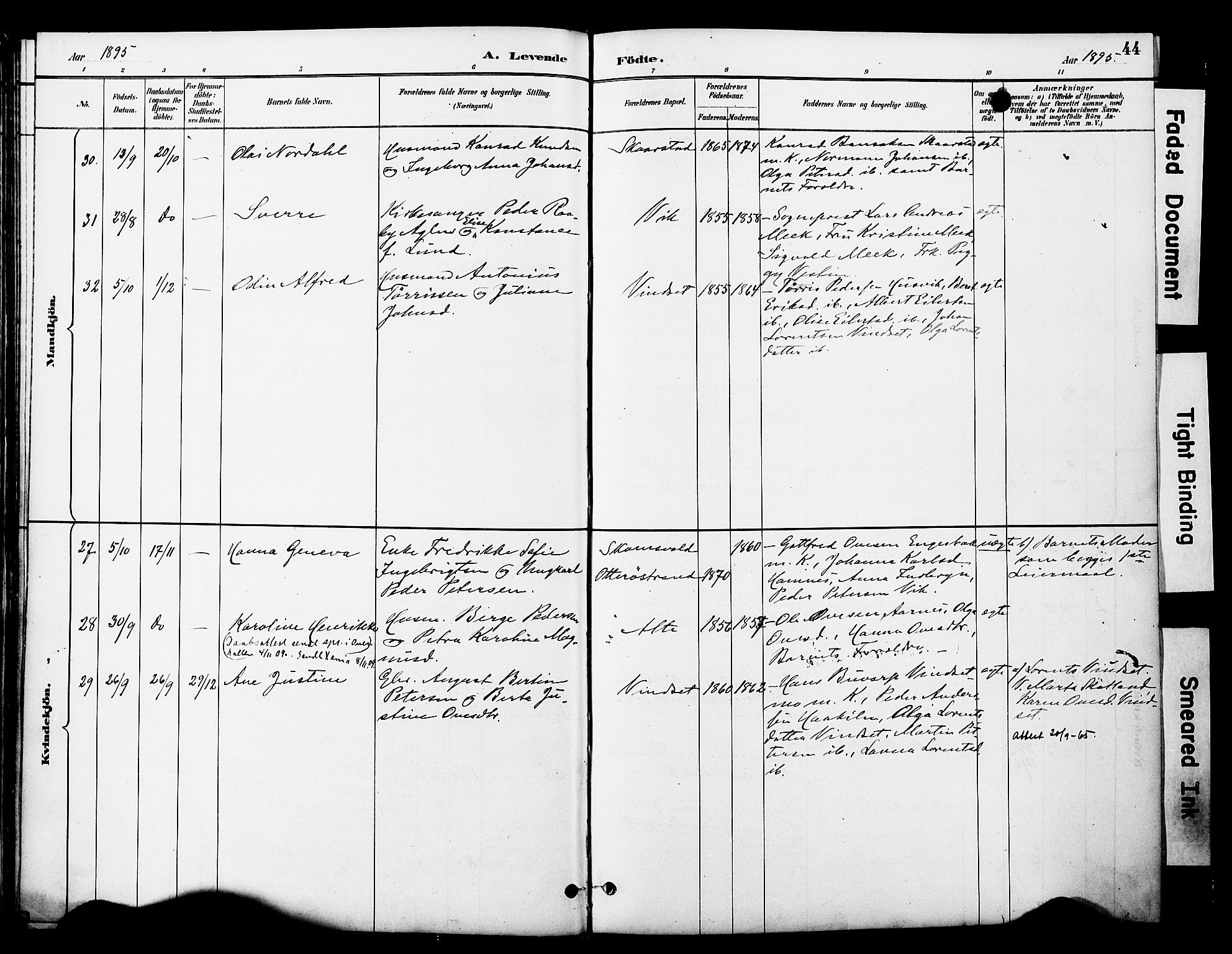 Ministerialprotokoller, klokkerbøker og fødselsregistre - Nord-Trøndelag, SAT/A-1458/774/L0628: Parish register (official) no. 774A02, 1887-1903, p. 44