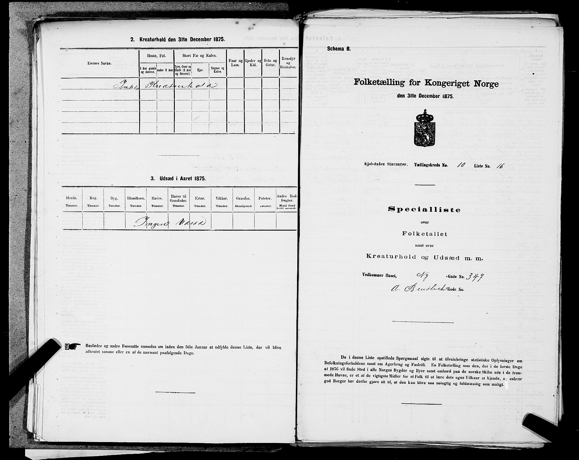 SAST, 1875 census for 1103 Stavanger, 1875, p. 1848