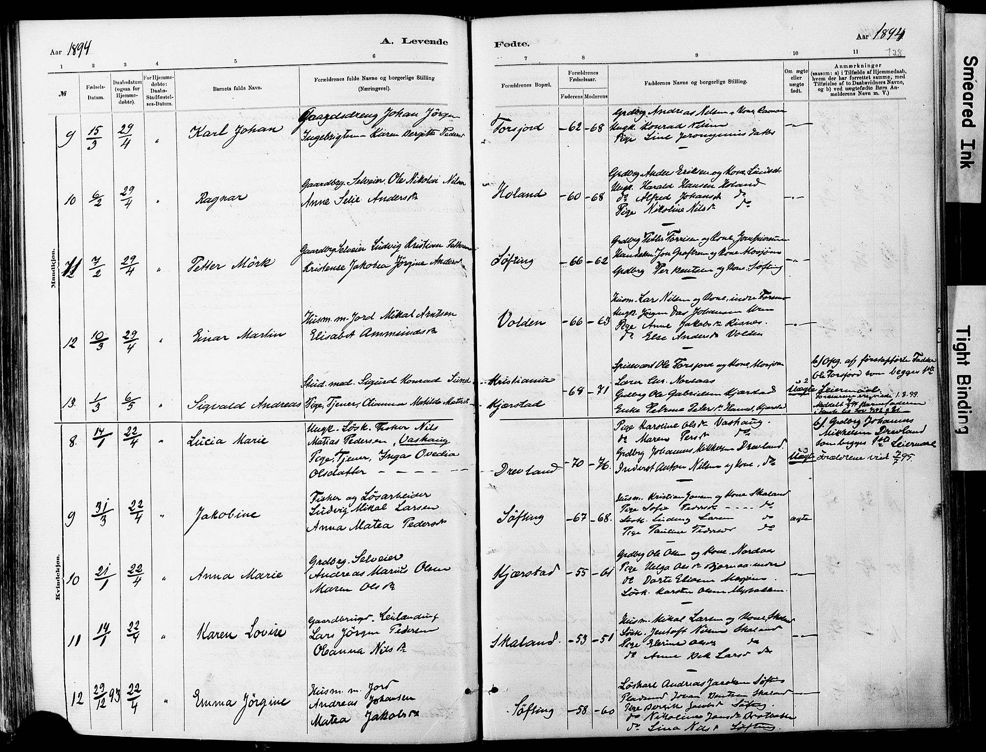 Ministerialprotokoller, klokkerbøker og fødselsregistre - Nordland, AV/SAT-A-1459/820/L0295: Parish register (official) no. 820A16, 1880-1896, p. 128