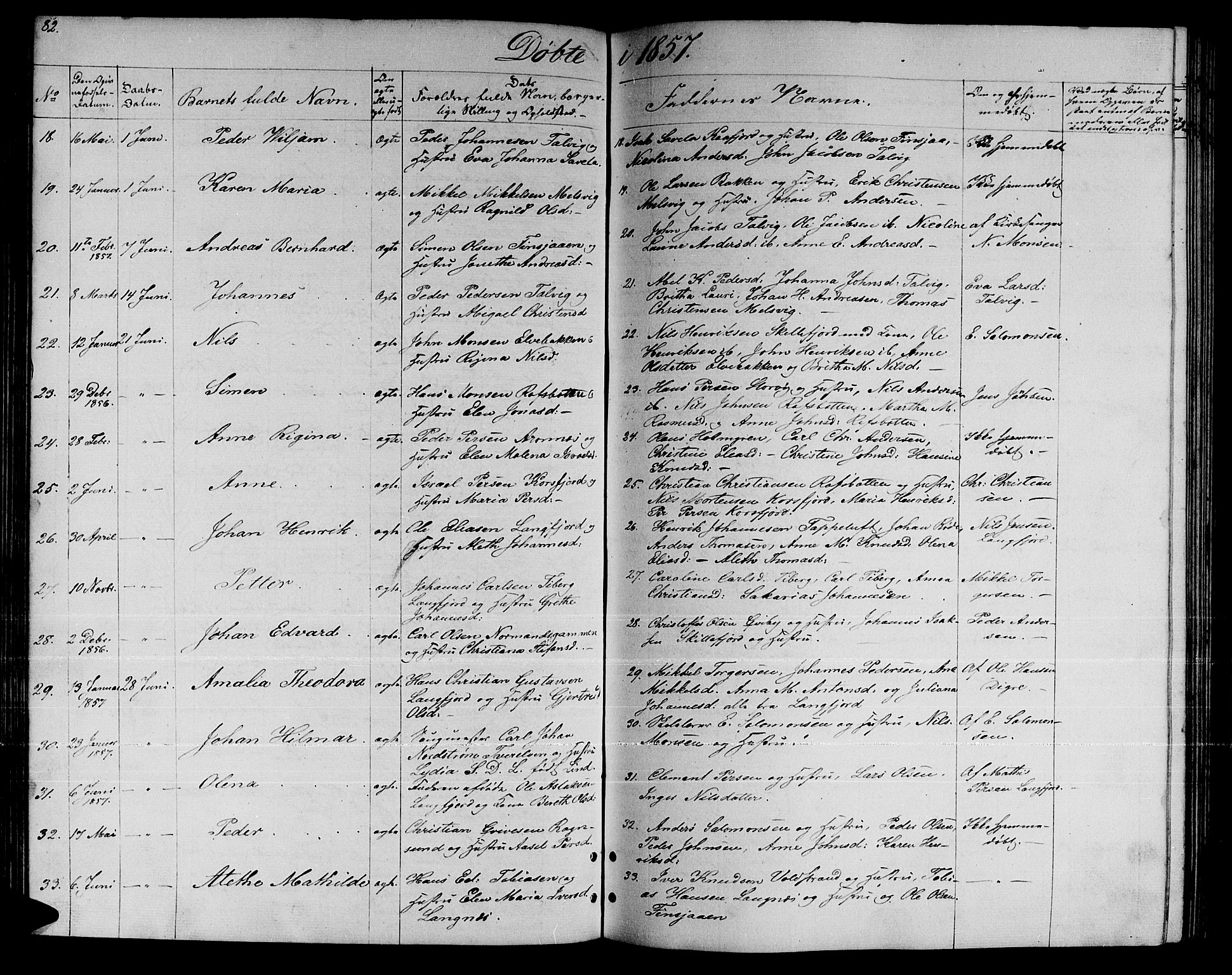 Talvik sokneprestkontor, AV/SATØ-S-1337/H/Hb/L0001klokker: Parish register (copy) no. 1, 1847-1863, p. 82