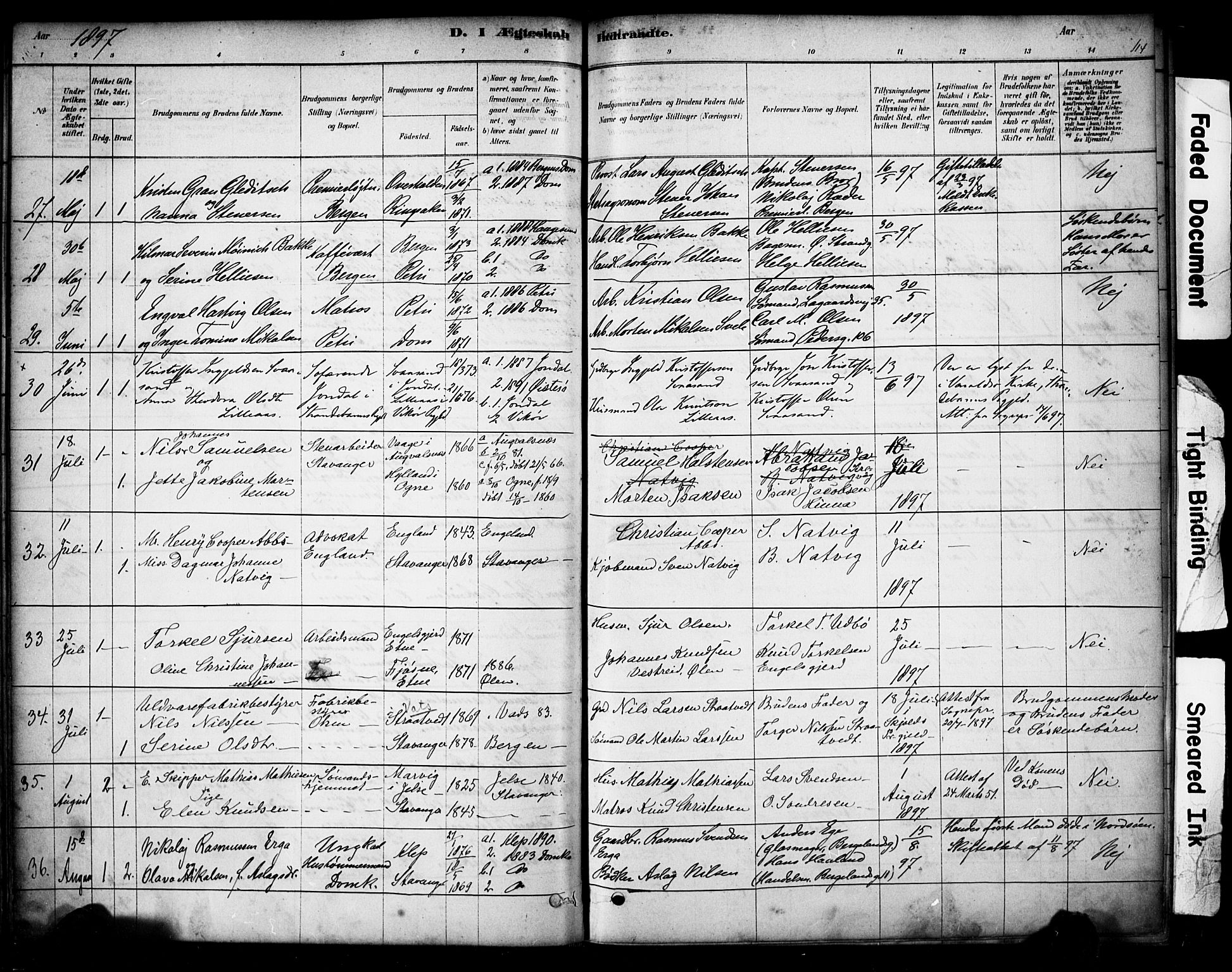 Domkirken sokneprestkontor, AV/SAST-A-101812/001/30/30BA/L0029: Parish register (official) no. A 28, 1878-1904, p. 114