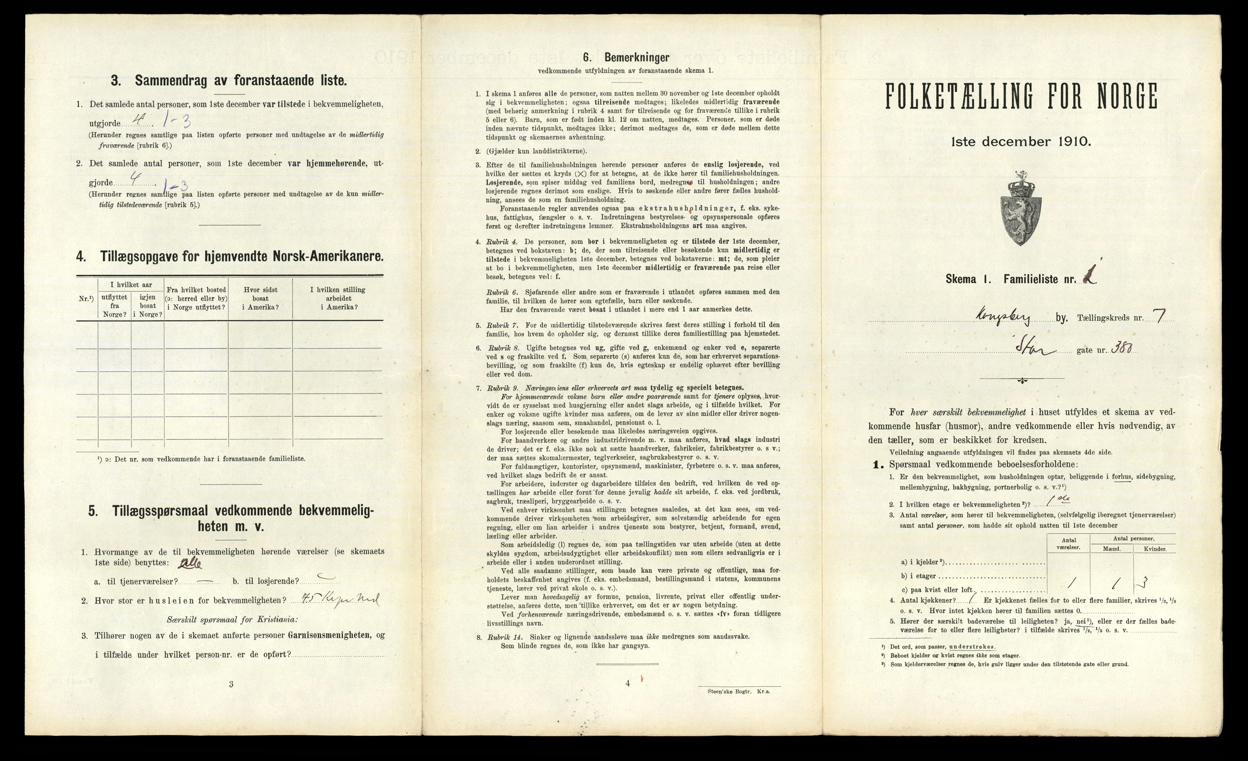 RA, 1910 census for Kongsberg, 1910, p. 3274