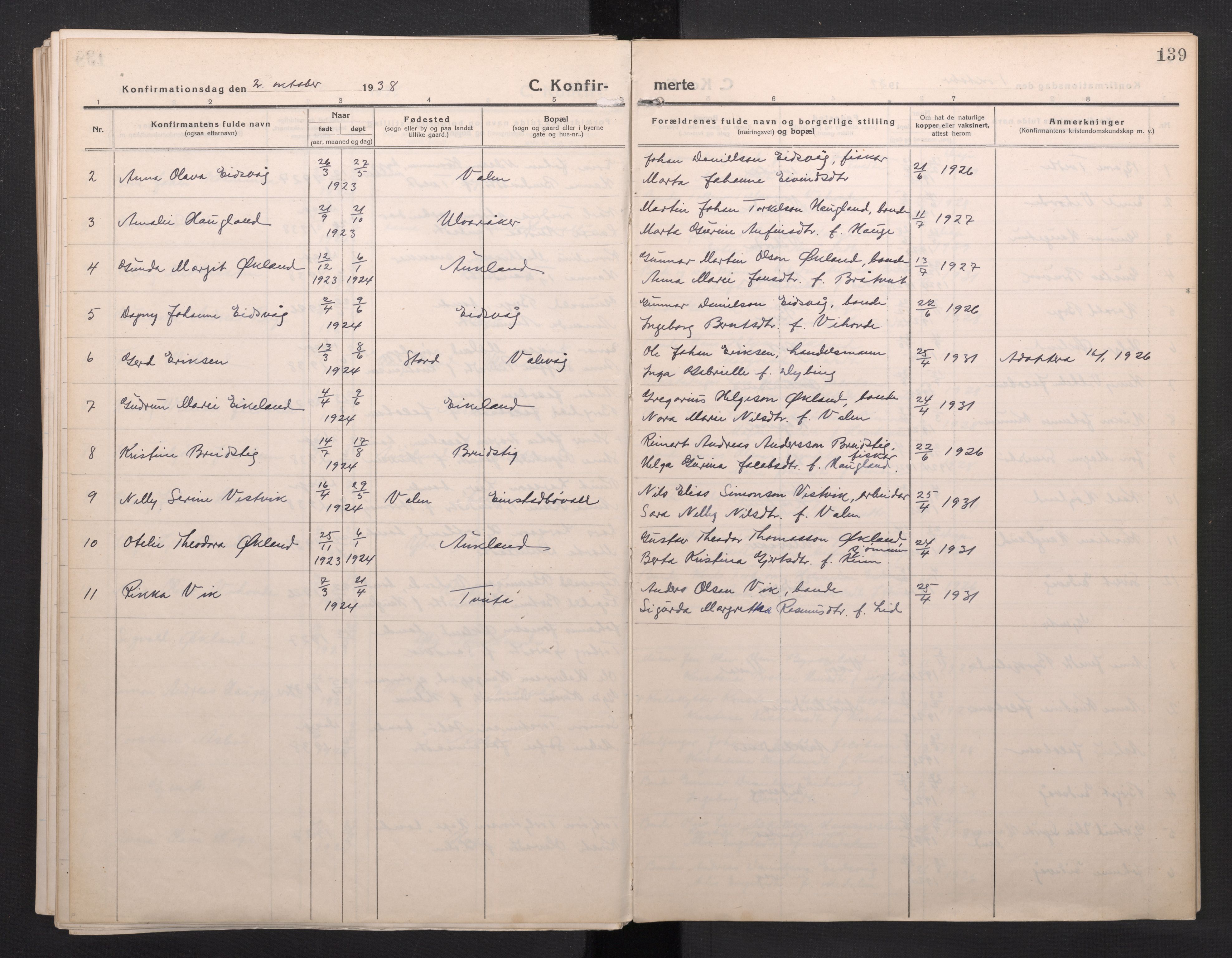 Sveio Sokneprestembete, AV/SAB-A-78501/H/Haa: Parish register (official) no. C 4, 1917-1948, p. 139