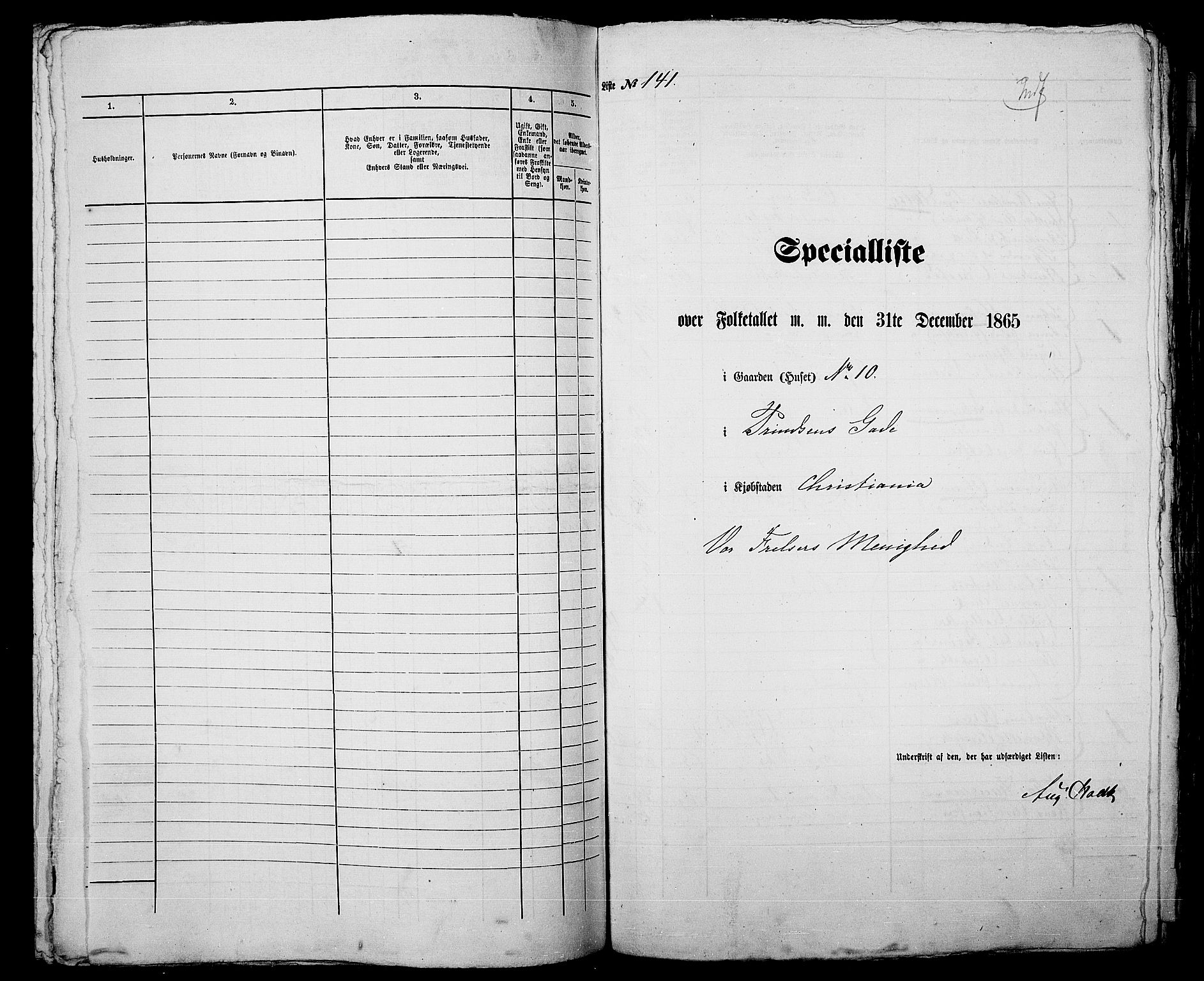 RA, 1865 census for Kristiania, 1865, p. 435