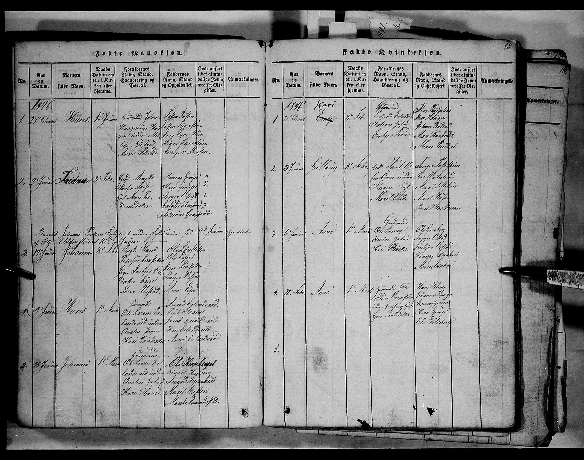 Fron prestekontor, SAH/PREST-078/H/Ha/Hab/L0003: Parish register (copy) no. 3, 1816-1850, p. 85