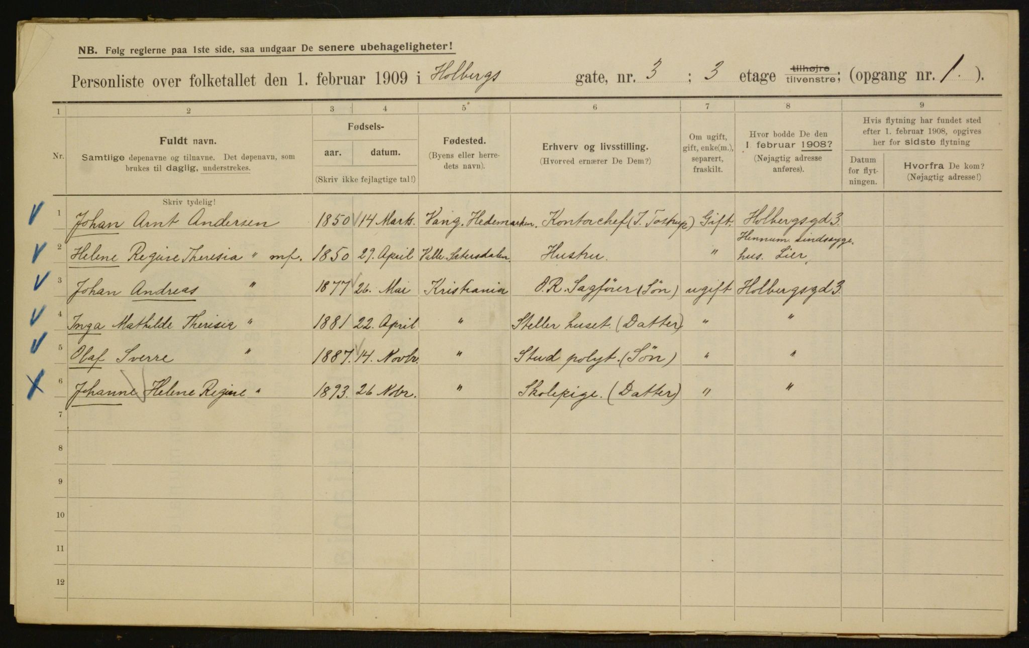 OBA, Municipal Census 1909 for Kristiania, 1909, p. 36492