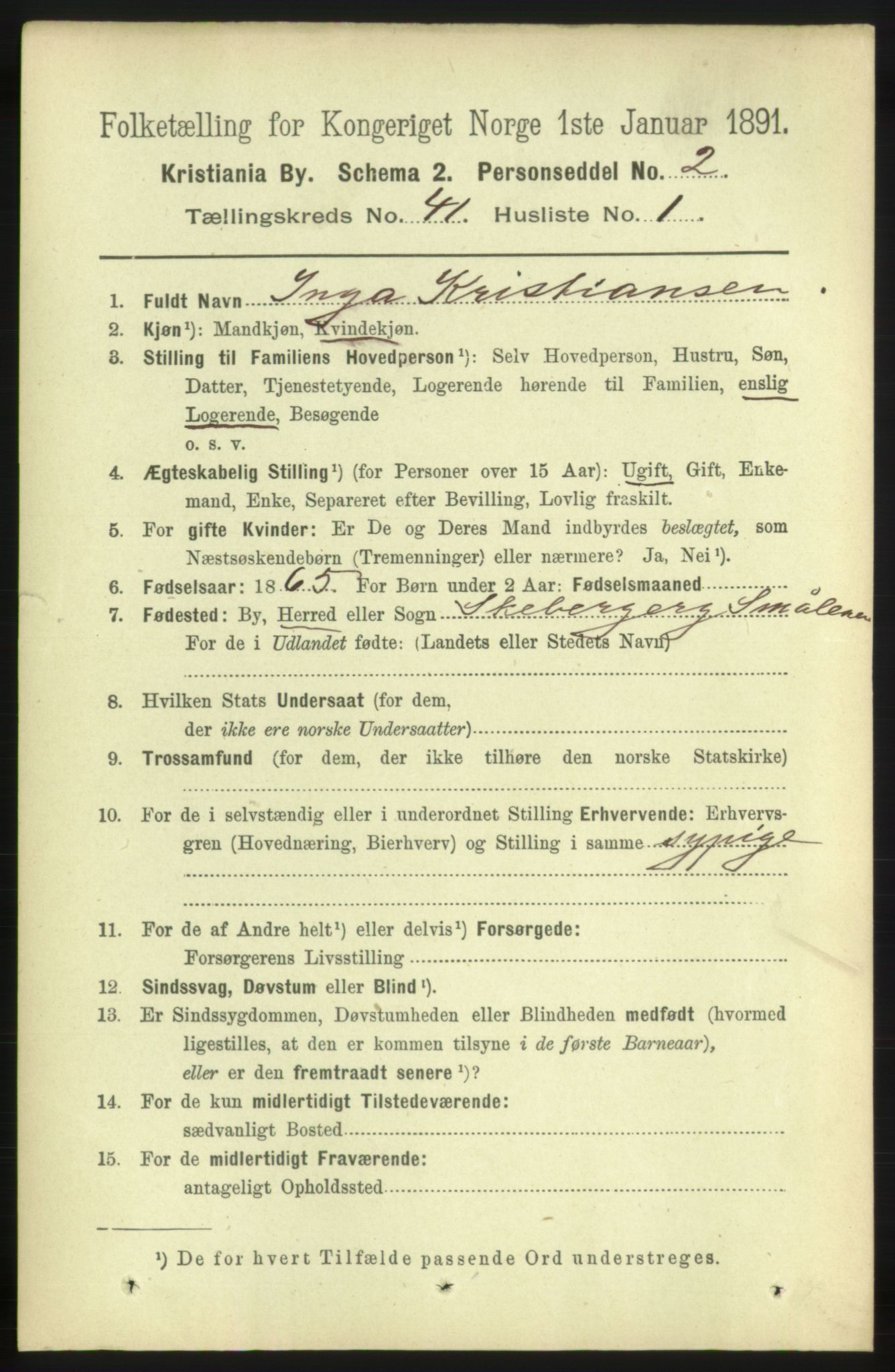 RA, 1891 census for 0301 Kristiania, 1891, p. 23735