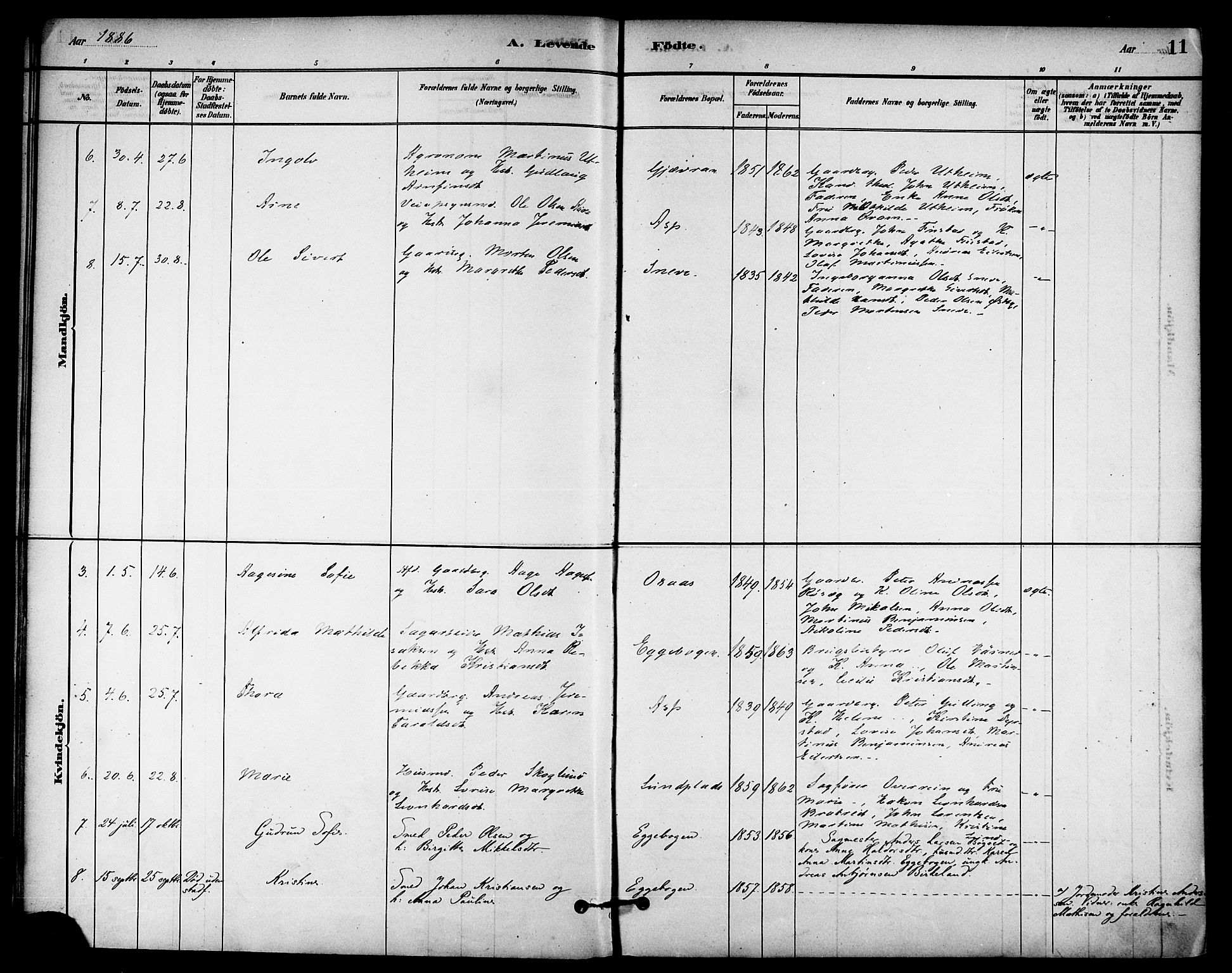 Ministerialprotokoller, klokkerbøker og fødselsregistre - Nord-Trøndelag, SAT/A-1458/740/L0378: Parish register (official) no. 740A01, 1881-1895, p. 11