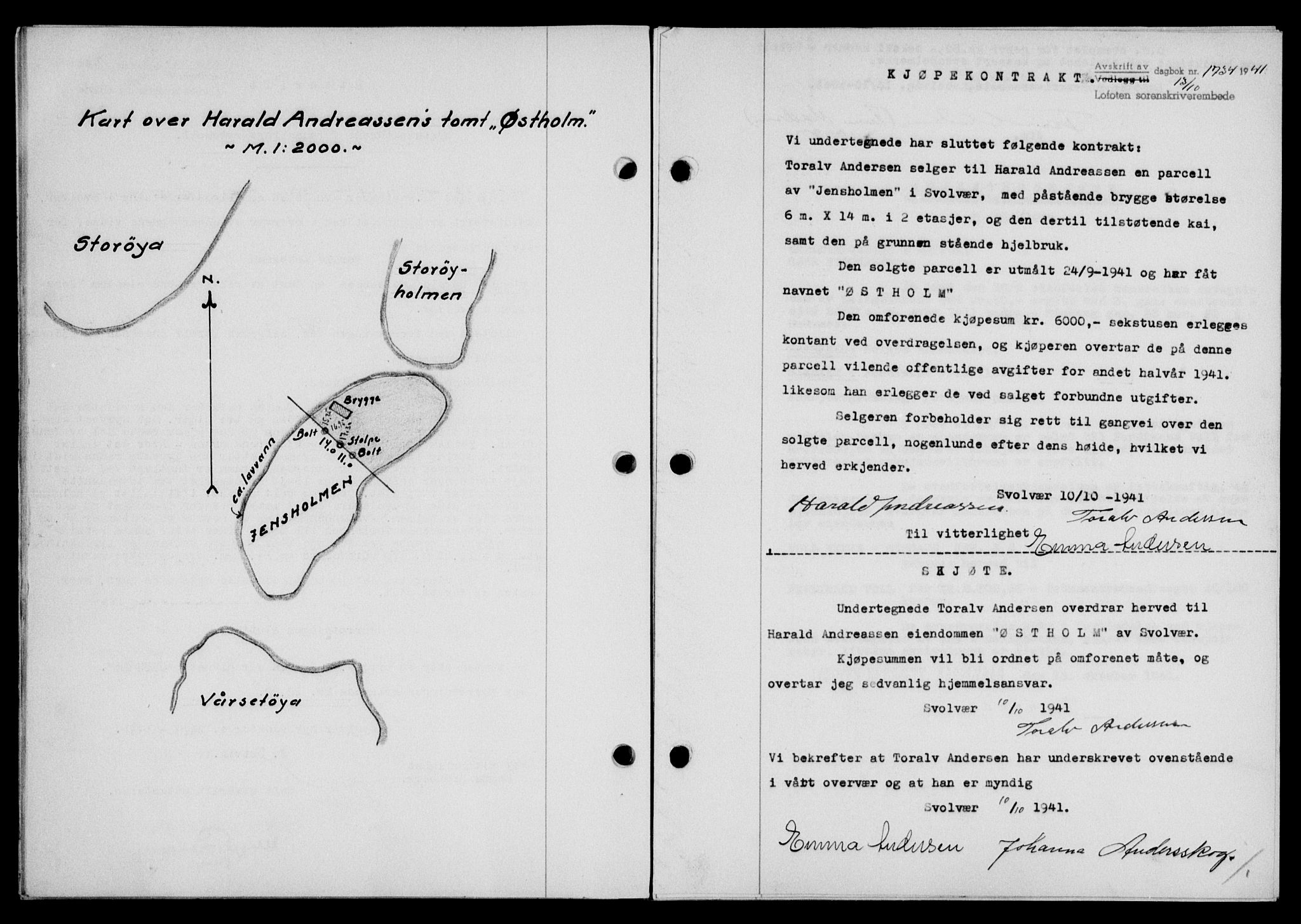Lofoten sorenskriveri, SAT/A-0017/1/2/2C/L0009a: Mortgage book no. 9a, 1941-1942, Diary no: : 1734/1941