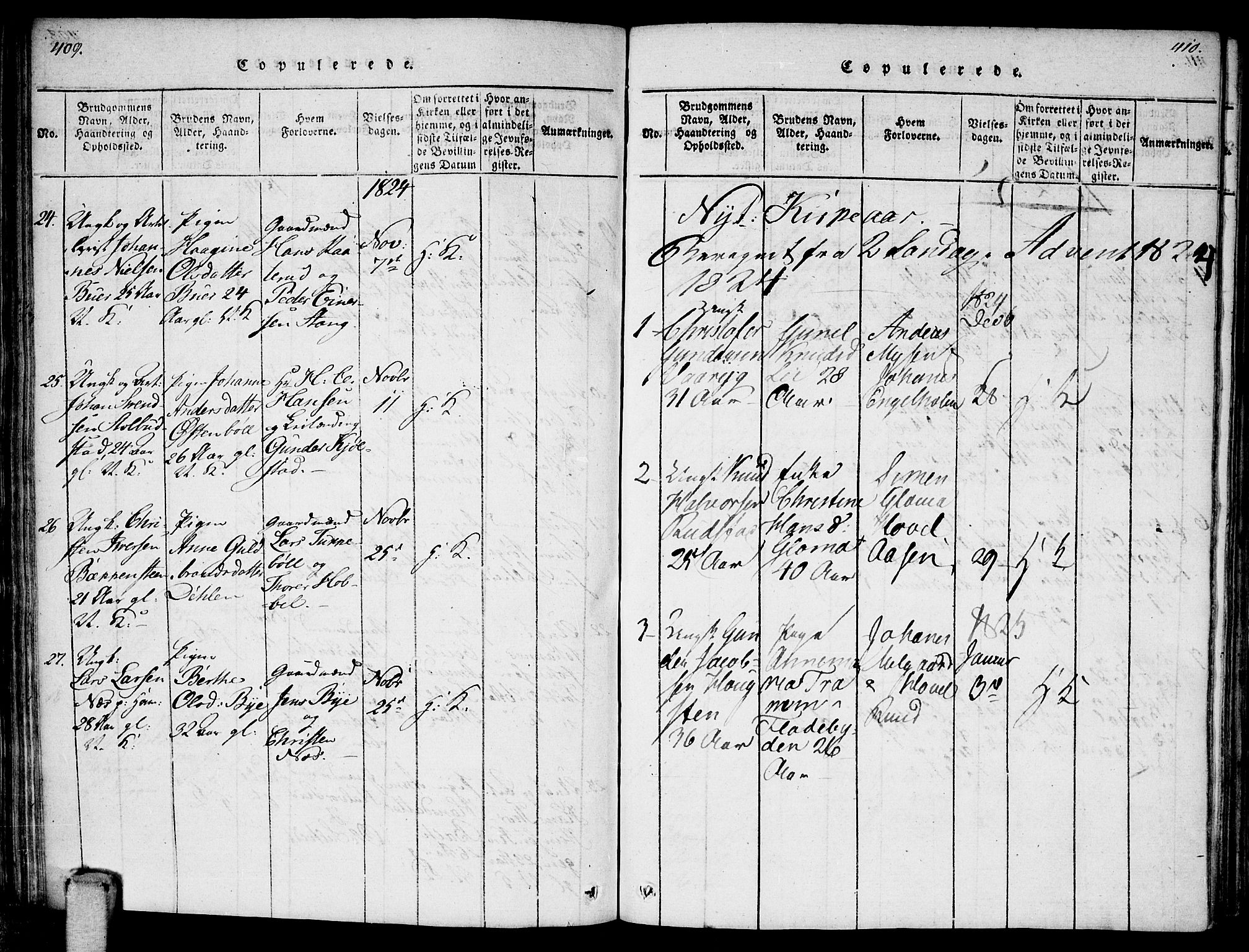 Enebakk prestekontor Kirkebøker, AV/SAO-A-10171c/F/Fa/L0006: Parish register (official) no. I 6, 1815-1832, p. 409-410