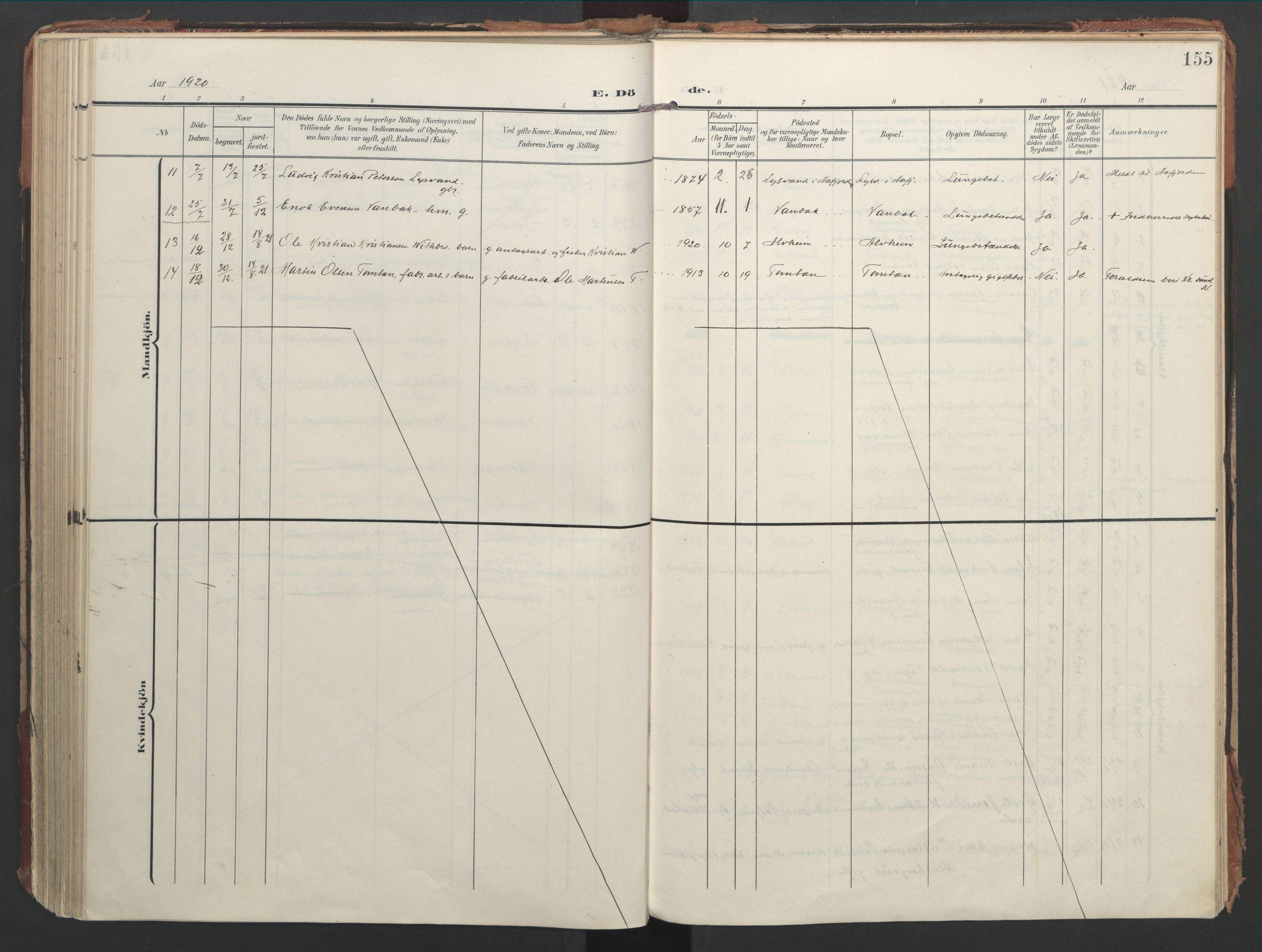 Ministerialprotokoller, klokkerbøker og fødselsregistre - Nord-Trøndelag, AV/SAT-A-1458/744/L0421: Parish register (official) no. 744A05, 1905-1930, p. 155