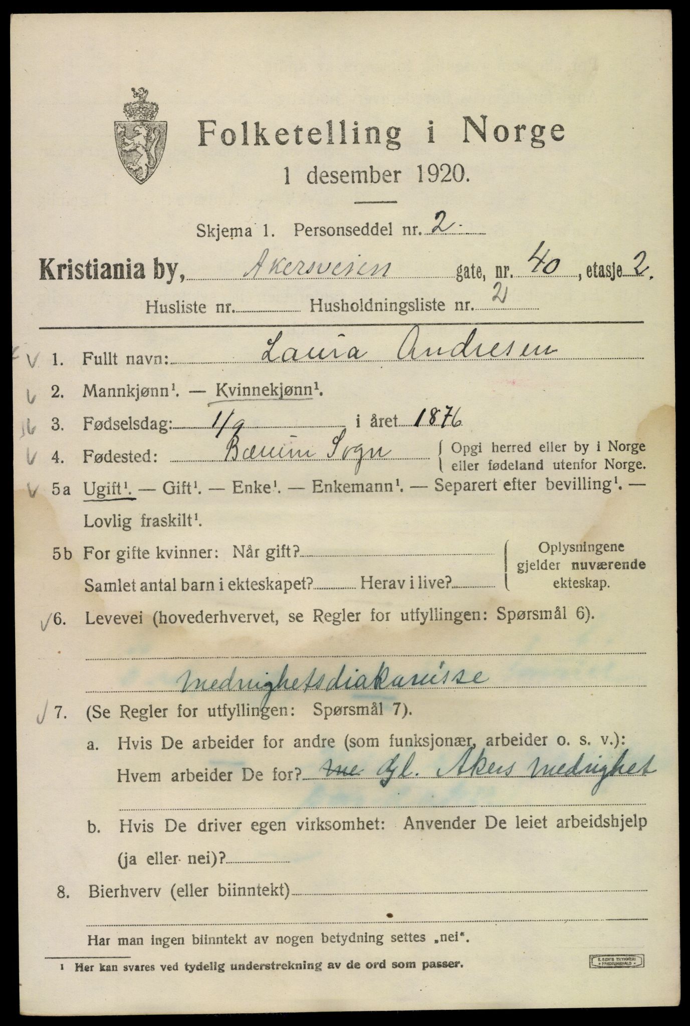 SAO, 1920 census for Kristiania, 1920, p. 140975