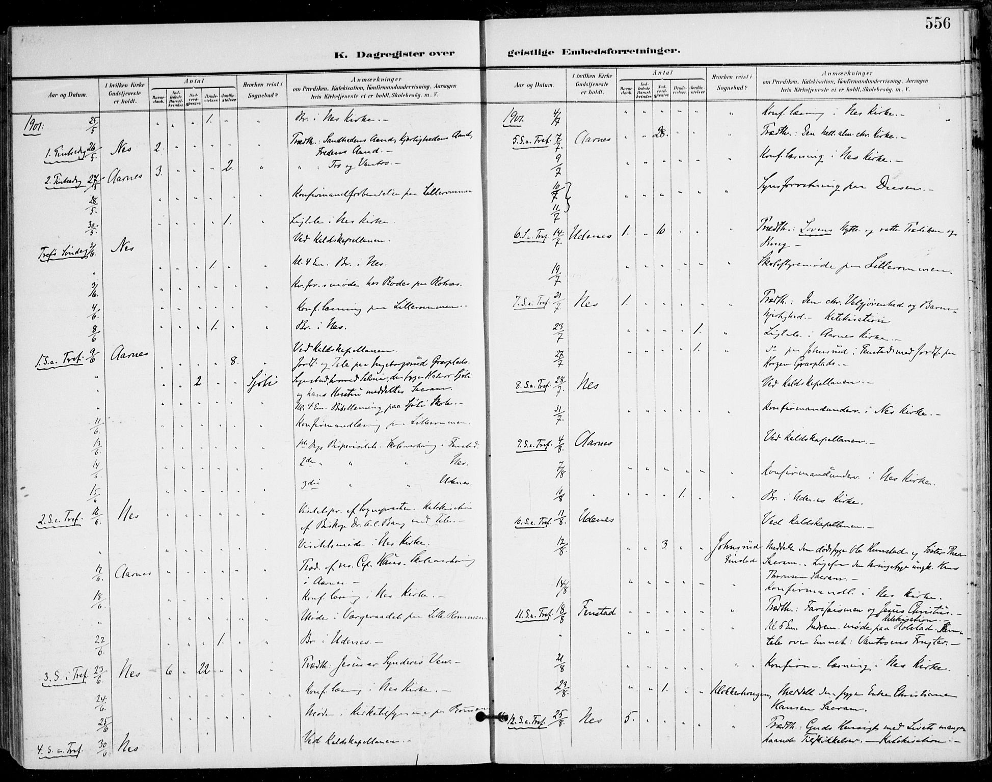 Nes prestekontor Kirkebøker, AV/SAO-A-10410/F/Fa/L0011: Parish register (official) no. I 11, 1899-1918, p. 556