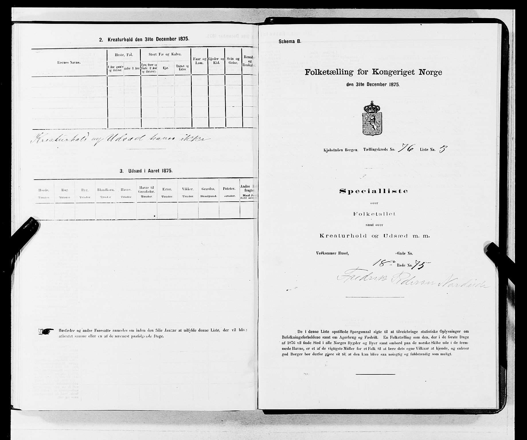 SAB, 1875 census for 1301 Bergen, 1875, p. 4069